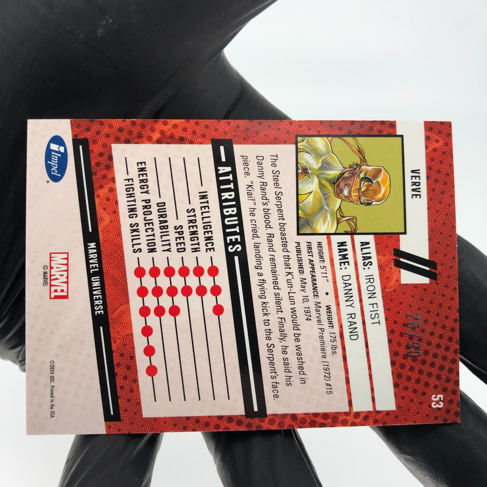 Marvel Card Iron Fist 53  /90 Super Heroes Fleer Upper Deck Renditions [NM]