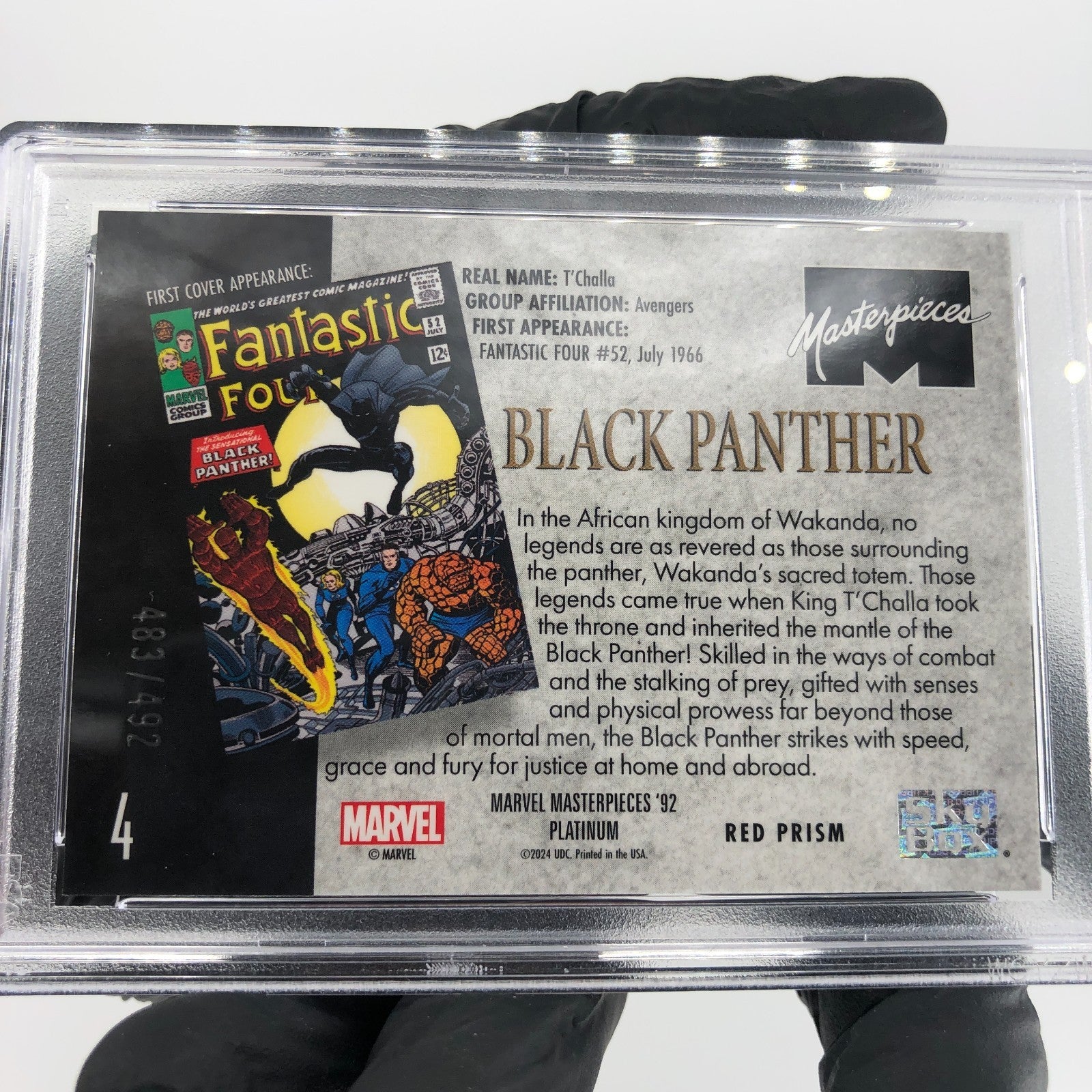 PSA 9 Marvel Card Black Panther 4 Red Prism /492 Upper Deck Masterpieces [9]