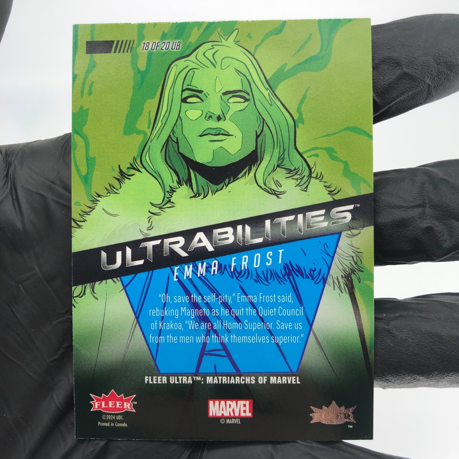 Marvel Card Emma Frost 18 of 20 Ultrabilities Matriarchs 2024 Upper Deck [NM]