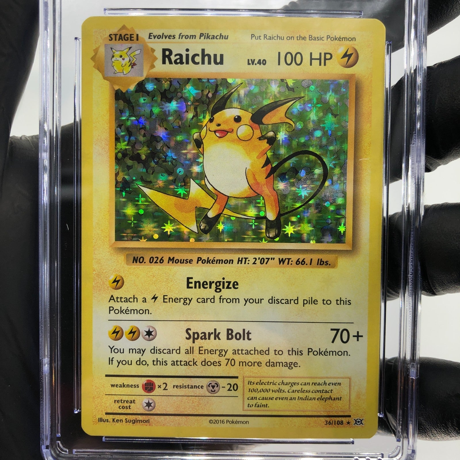 CGC 9 Pokemon Card Raichu 36/108 Evolutions 2016 Holo English Karte [9]