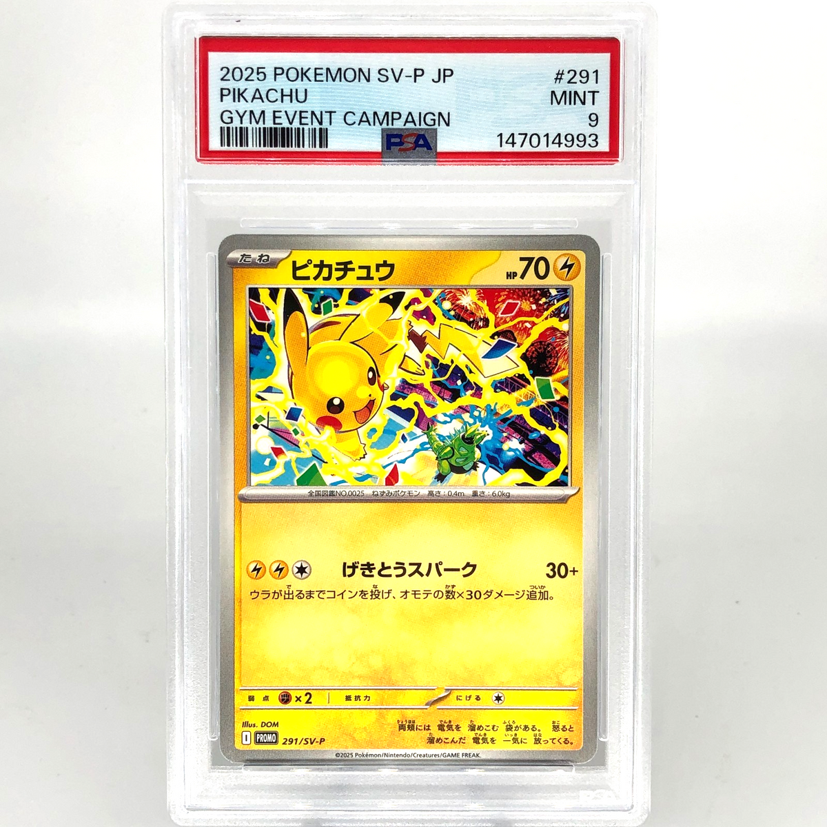 PSA 9 Pokemon Card Pikachu 291/SV-P Event Gym Promo Japanese Karte [9]