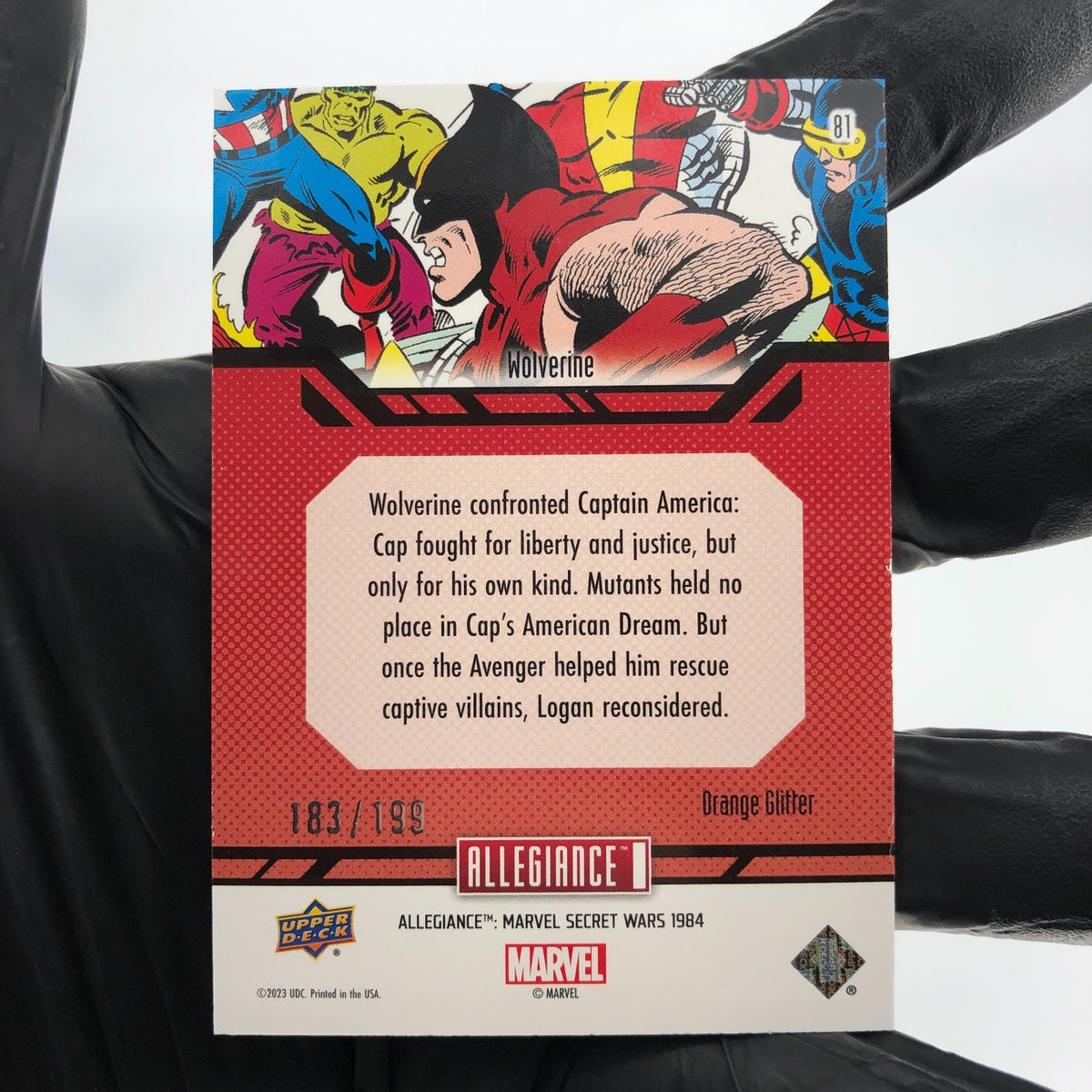 Marvel Card Wolverine 81 Orange Glitter Secret Wars Allegiance Upper Deck [NM]