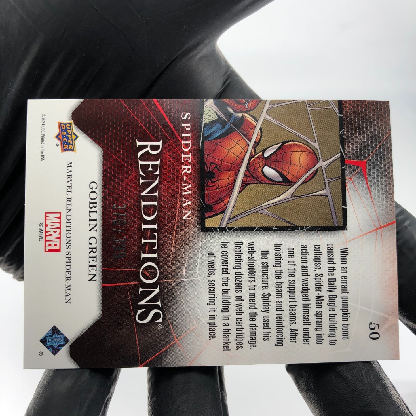 Marvel Card Spider-Man 50 Green  /399 Fleer Upper Deck Renditions [NM]