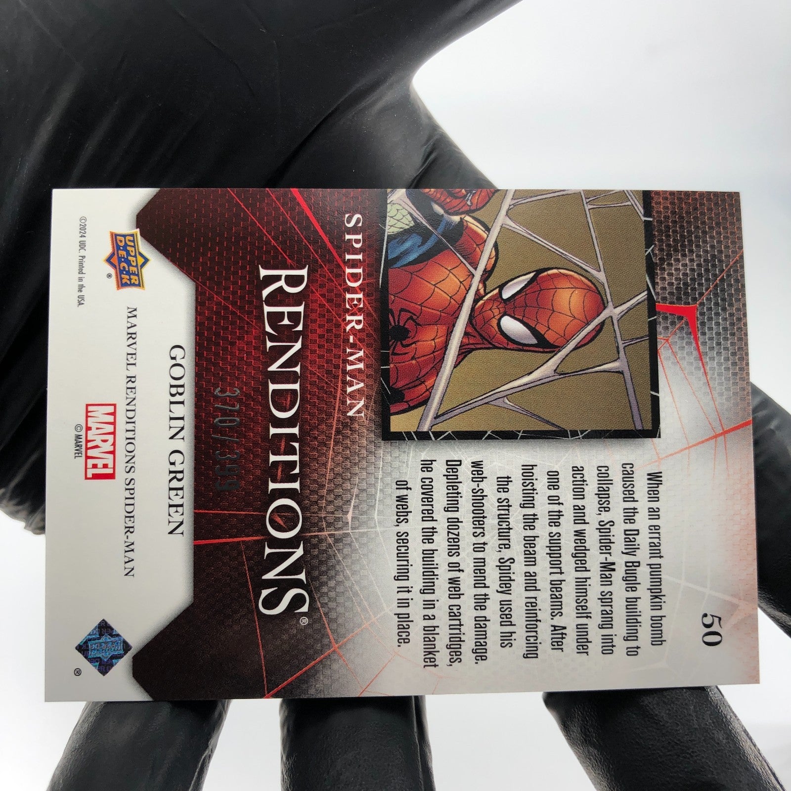 Marvel Card Spider-Man 50 Green  /399 Fleer Upper Deck Renditions [NM]