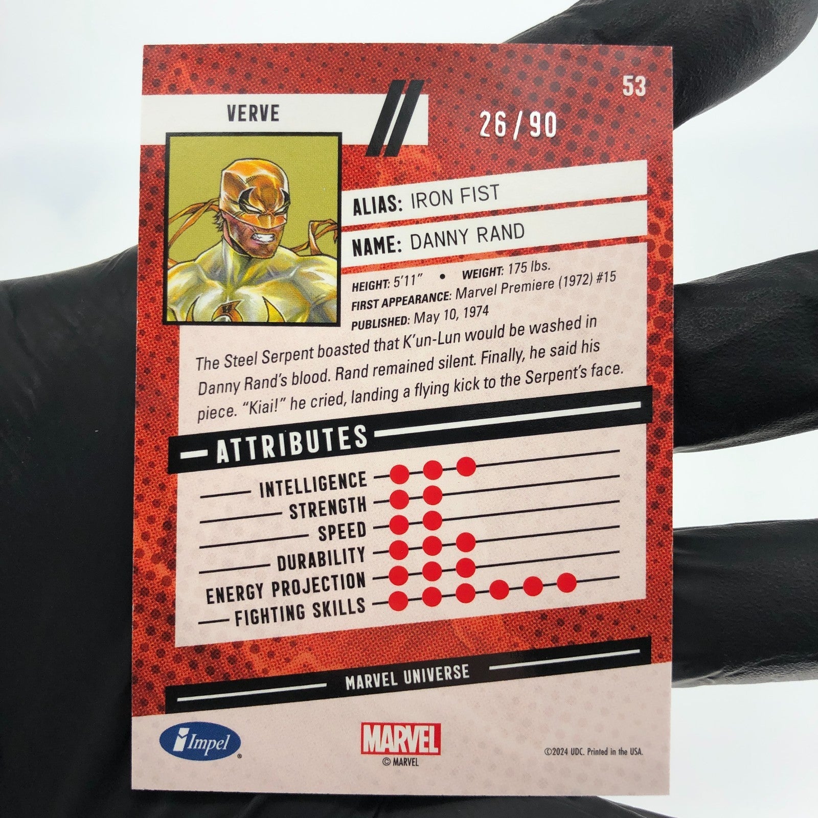 Marvel Card Iron Fist 53  /90 Super Heroes Fleer Upper Deck Renditions [NM]