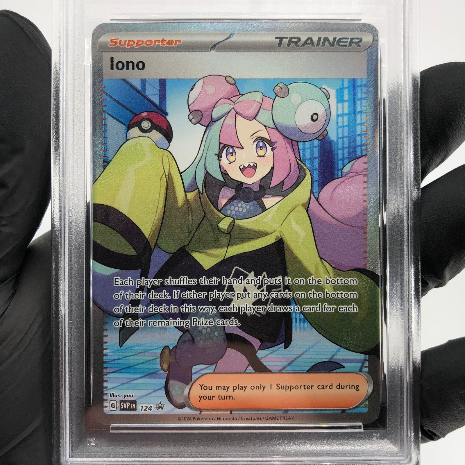 PSA 8 Pokemon Card Iono 124 SVP Holo Premium Tournament Coll English Karte [8]