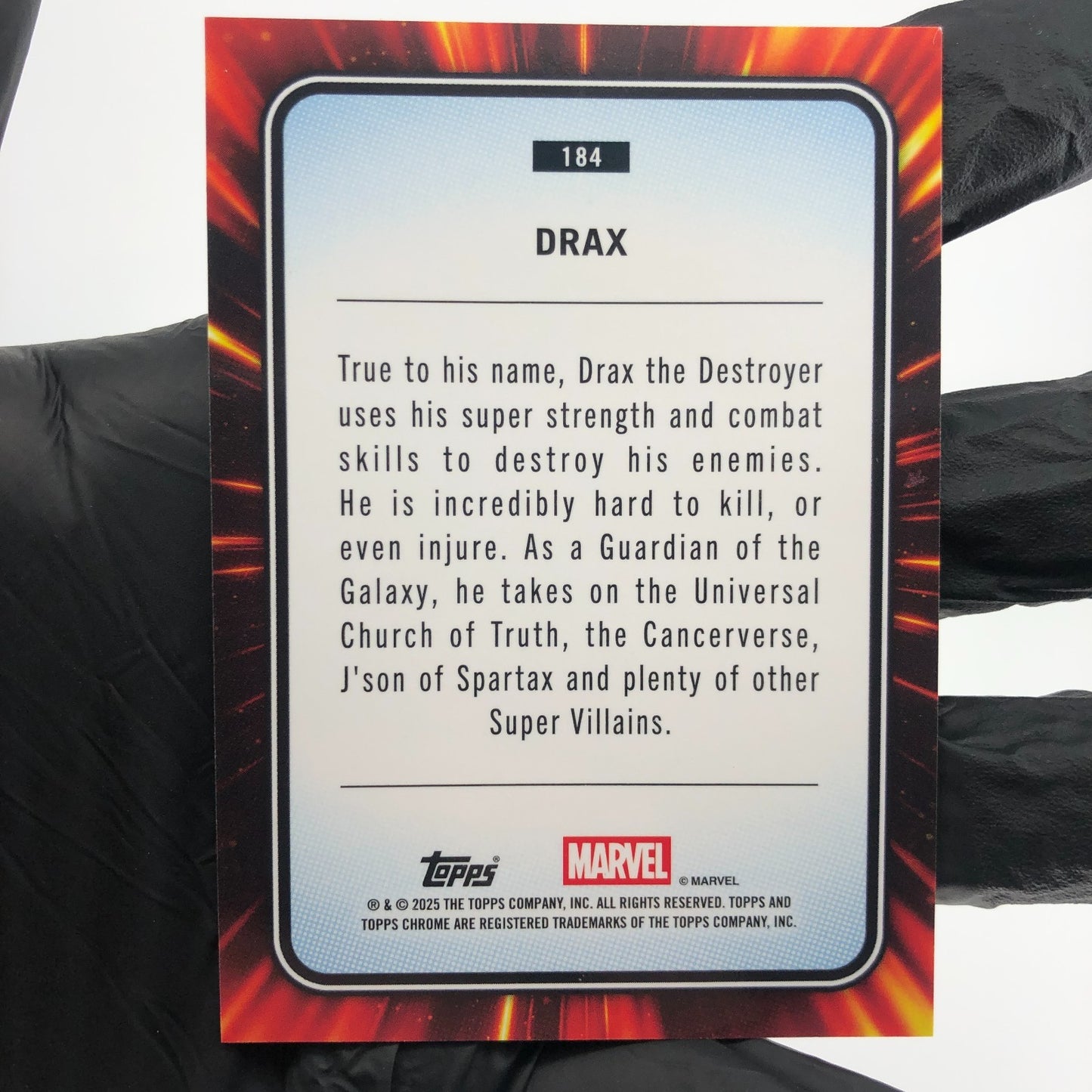 Marvel Card Drax 184 Yellow Lava Refractor Topps Chrome 2025 [NM]