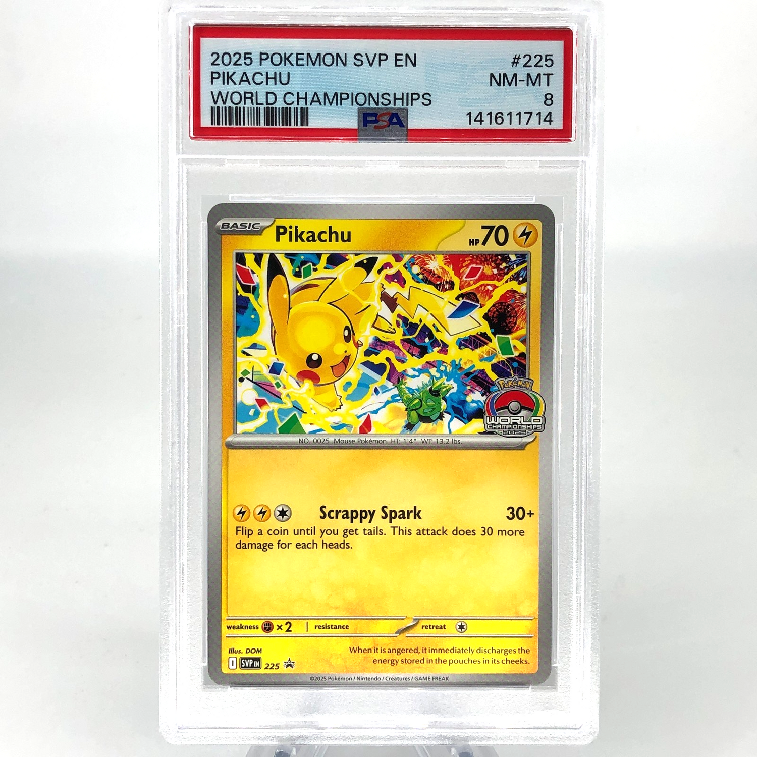 PSA 8 Pokemon Card Pikachu 225 SVP World Championship Promo English Karte [8]
