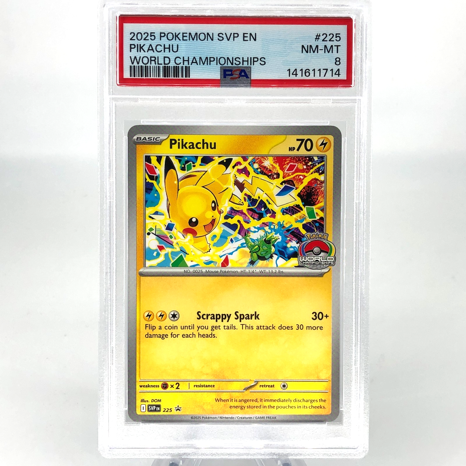 PSA 8 Pokemon Card Pikachu 225 SVP World Championship Promo English Karte [8]