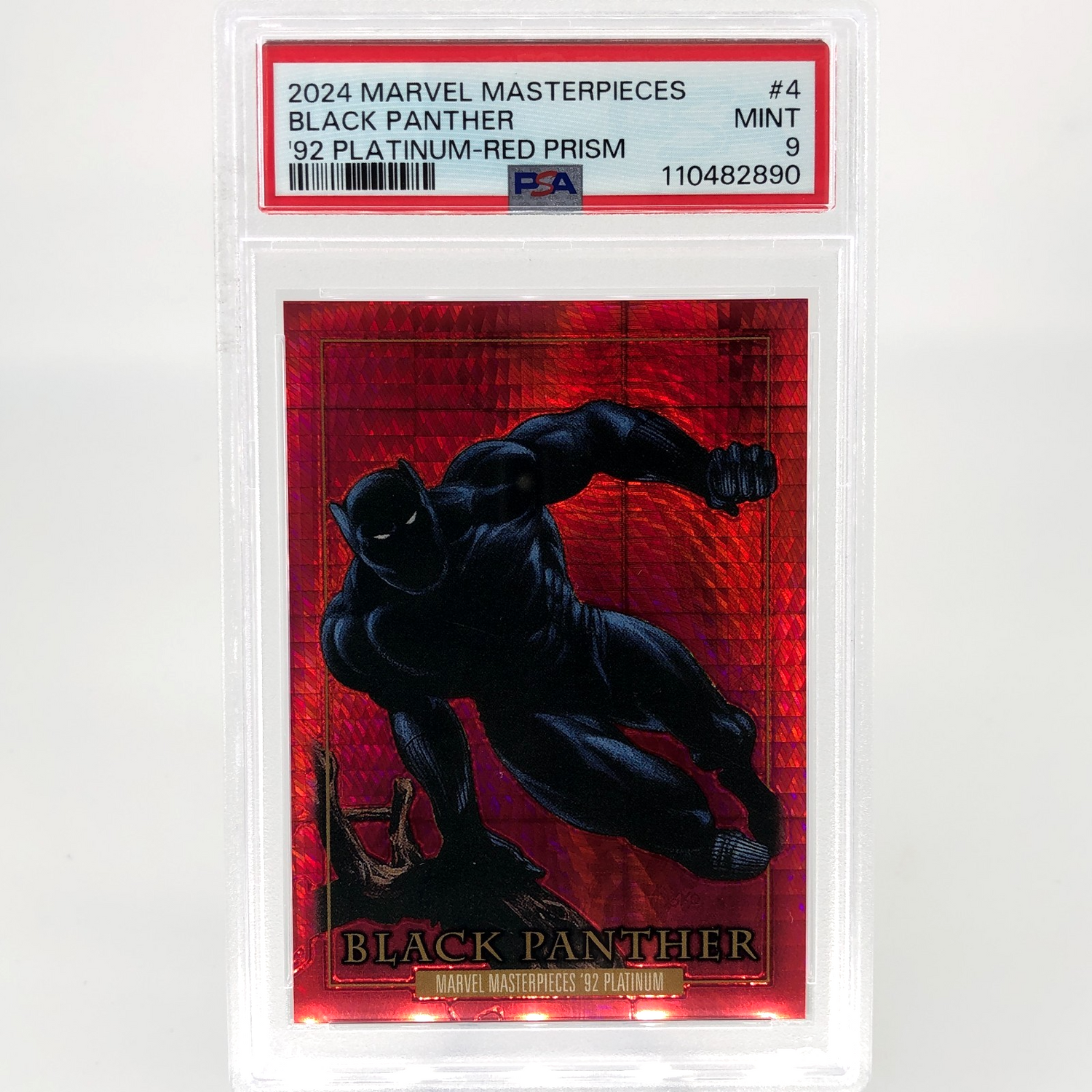 PSA 9 Marvel Card Black Panther 4 Red Prism /492 Upper Deck Masterpieces [9]