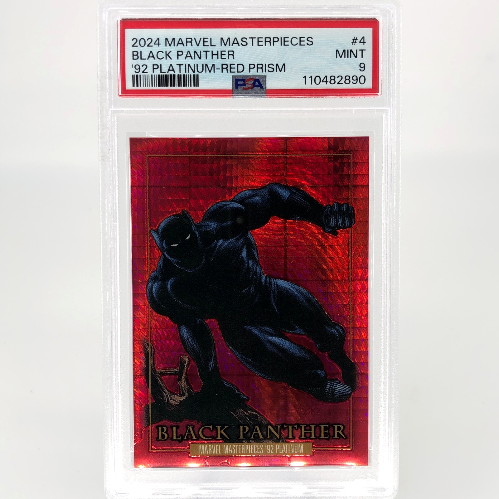 PSA 9 Marvel Card Black Panther 4 Red Prism /492 Upper Deck Masterpieces [9]