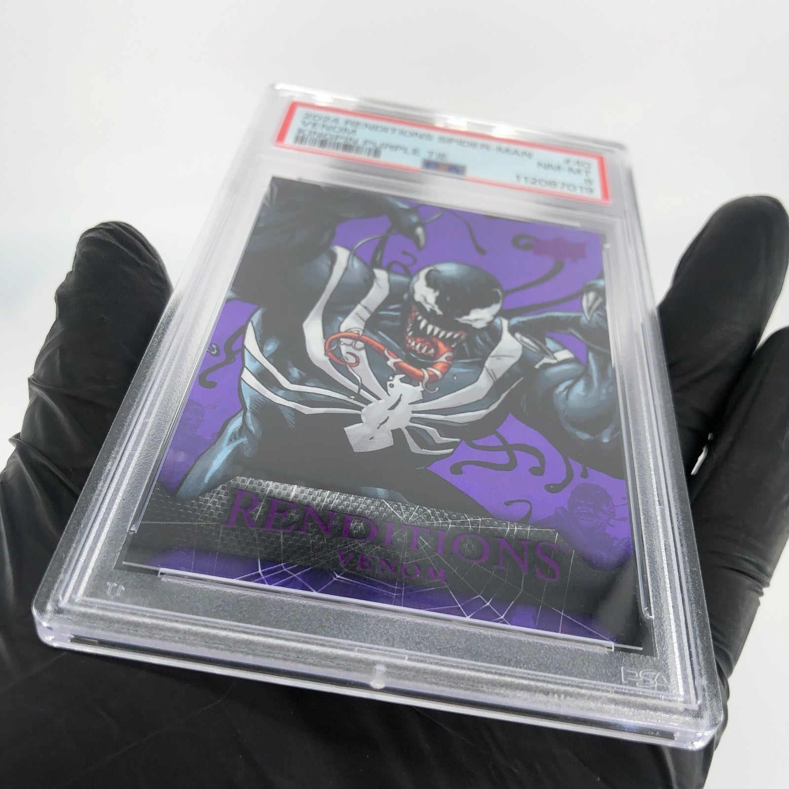 PSA 8 Marvel Card Venom 40 Kingpin Purple /99 Fleer Upper Deck Renditions [8]
