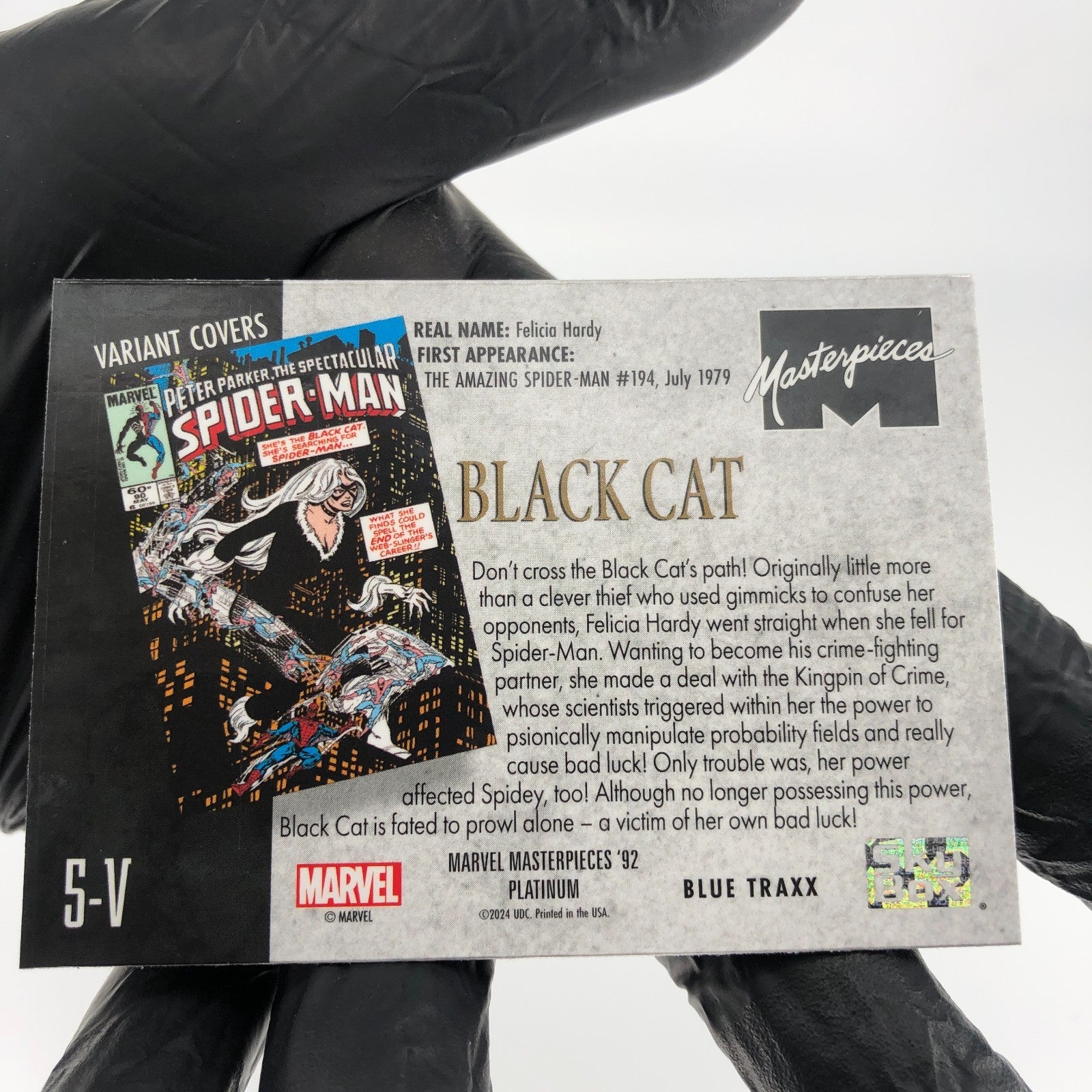 Marvel Card Black Cat Blue Traxx 5-V Variant  Fleer Upper Deck Masterpieces [NM]