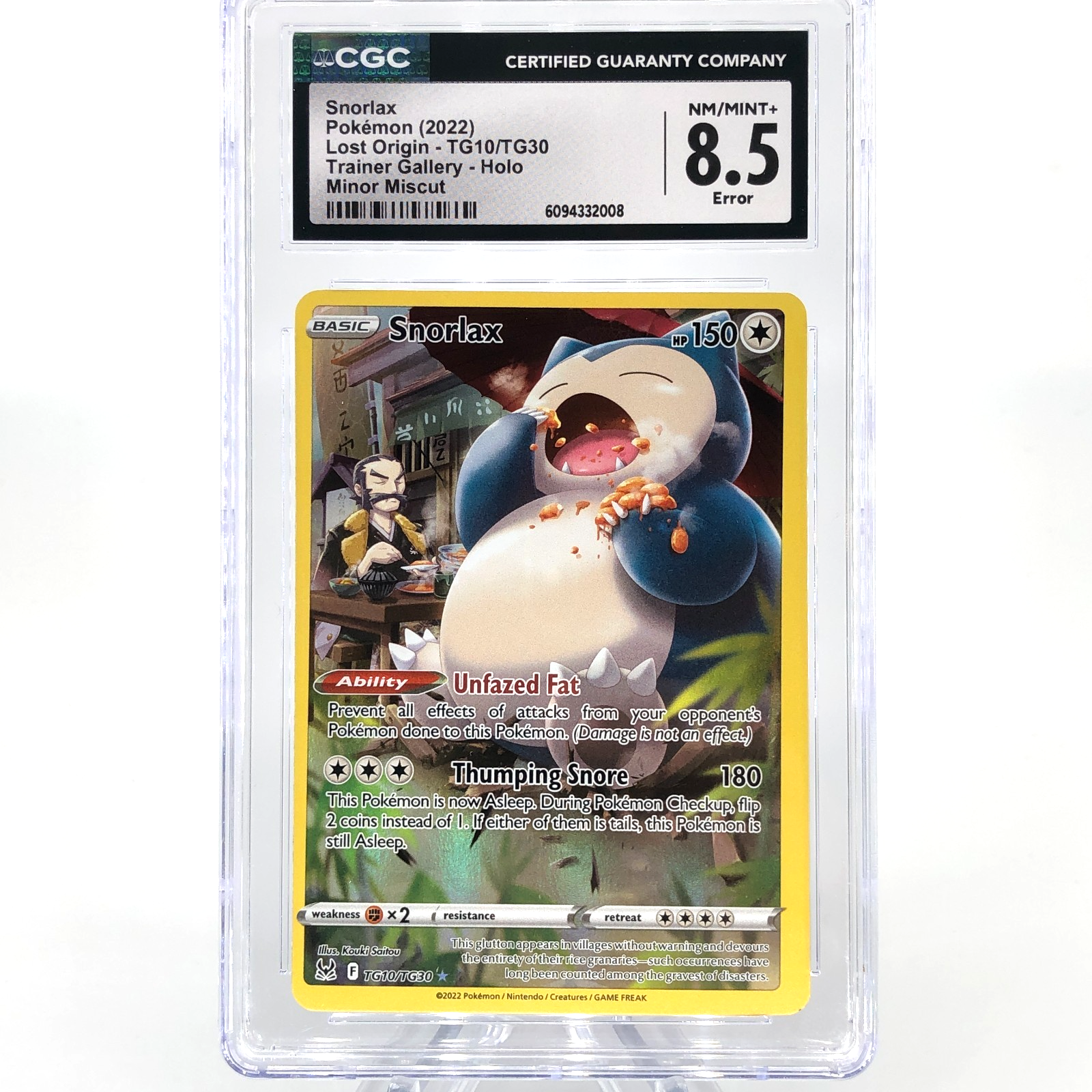 CGC 8.5 Pokemon Card Snorlax TG10/TG30 Lost Origin Minor Miscut English [8.5]