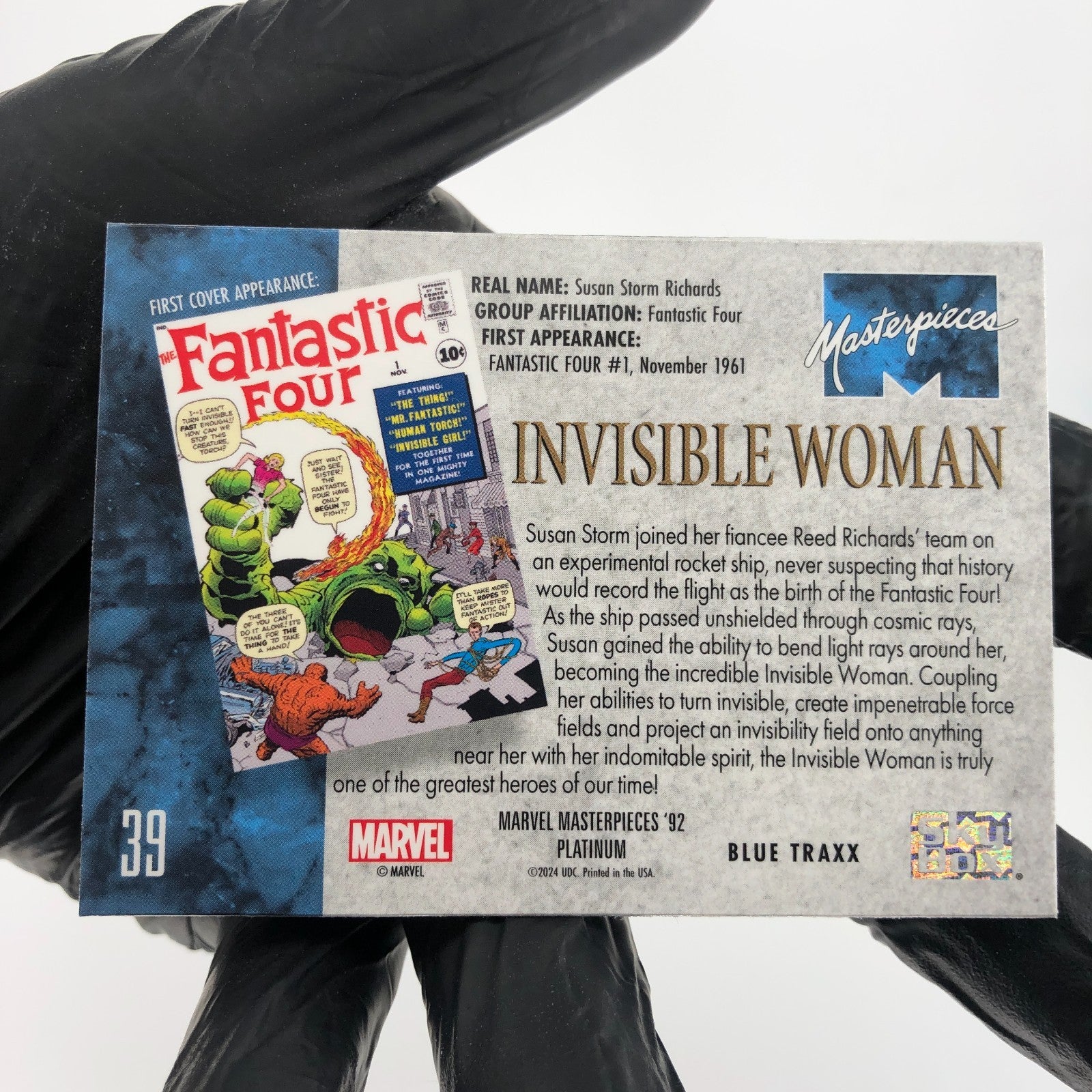 Marvel Card Invisible Woman Blue Traxx 39 Fleer Upper Deck Masterpieces [NM]