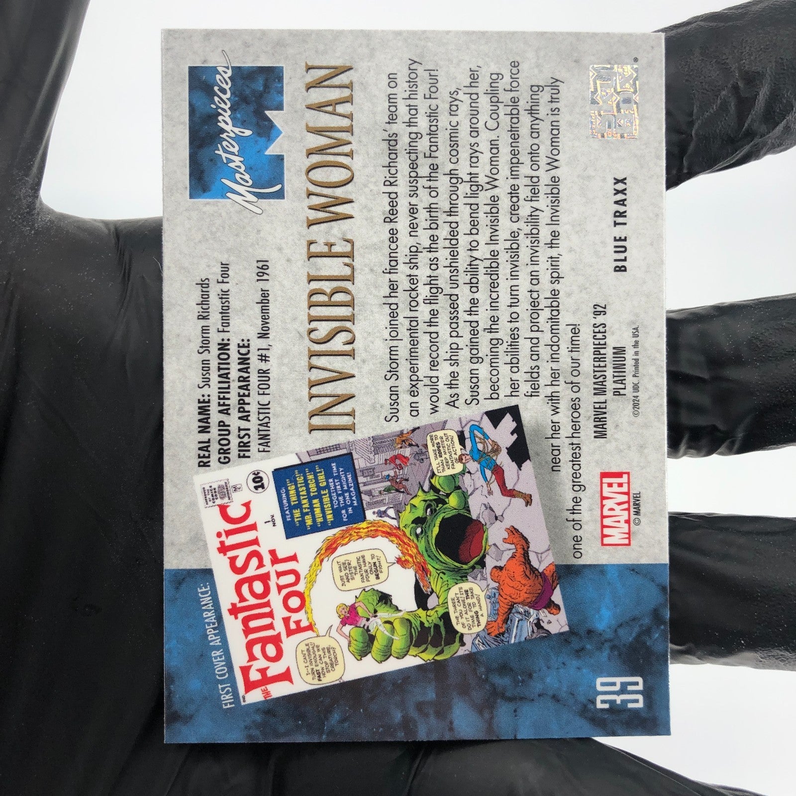 Marvel Card Invisible Woman Blue Traxx 39 Fleer Upper Deck Masterpieces [NM]