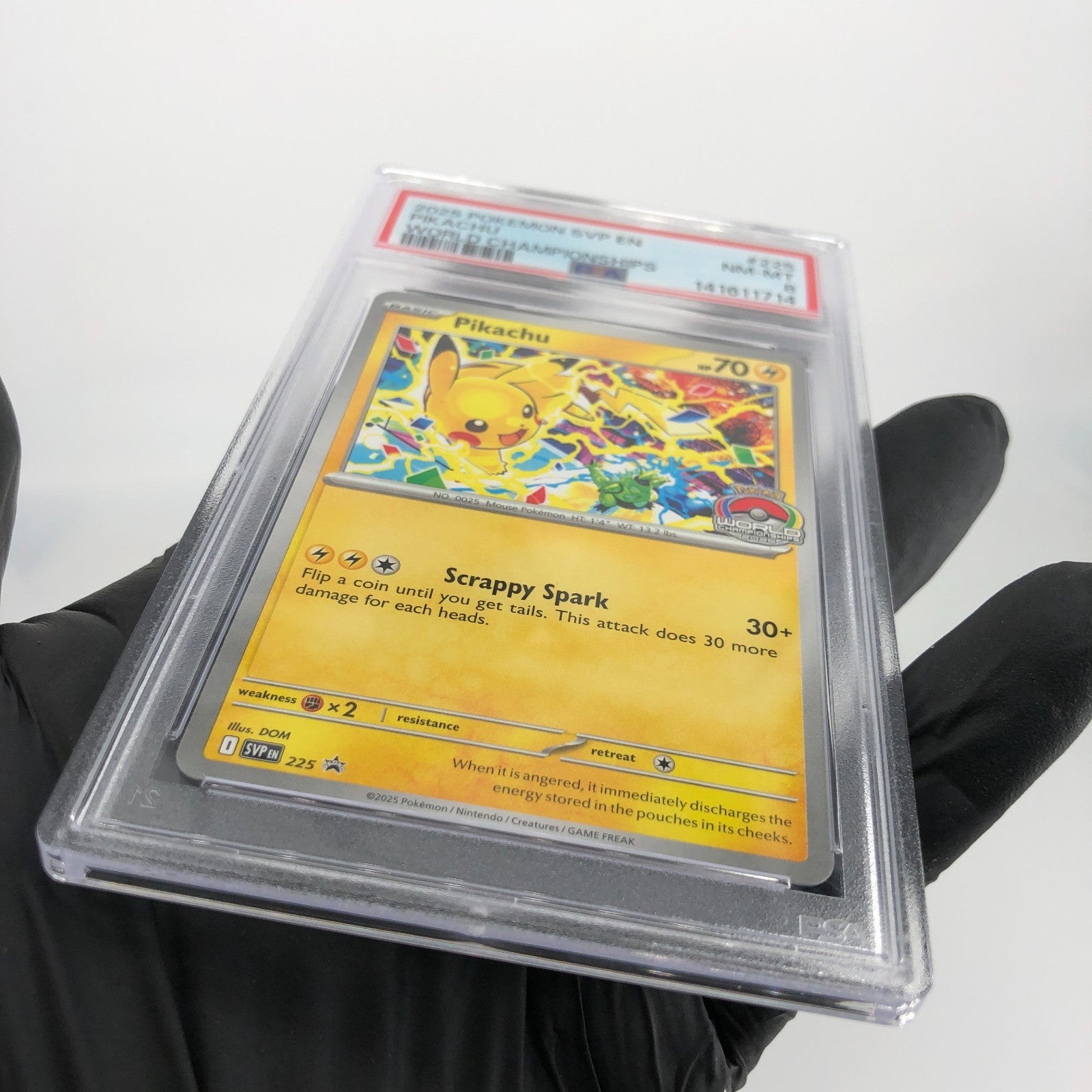 PSA 8 Pokemon Card Pikachu 225 SVP World Championship Promo English Karte [8]