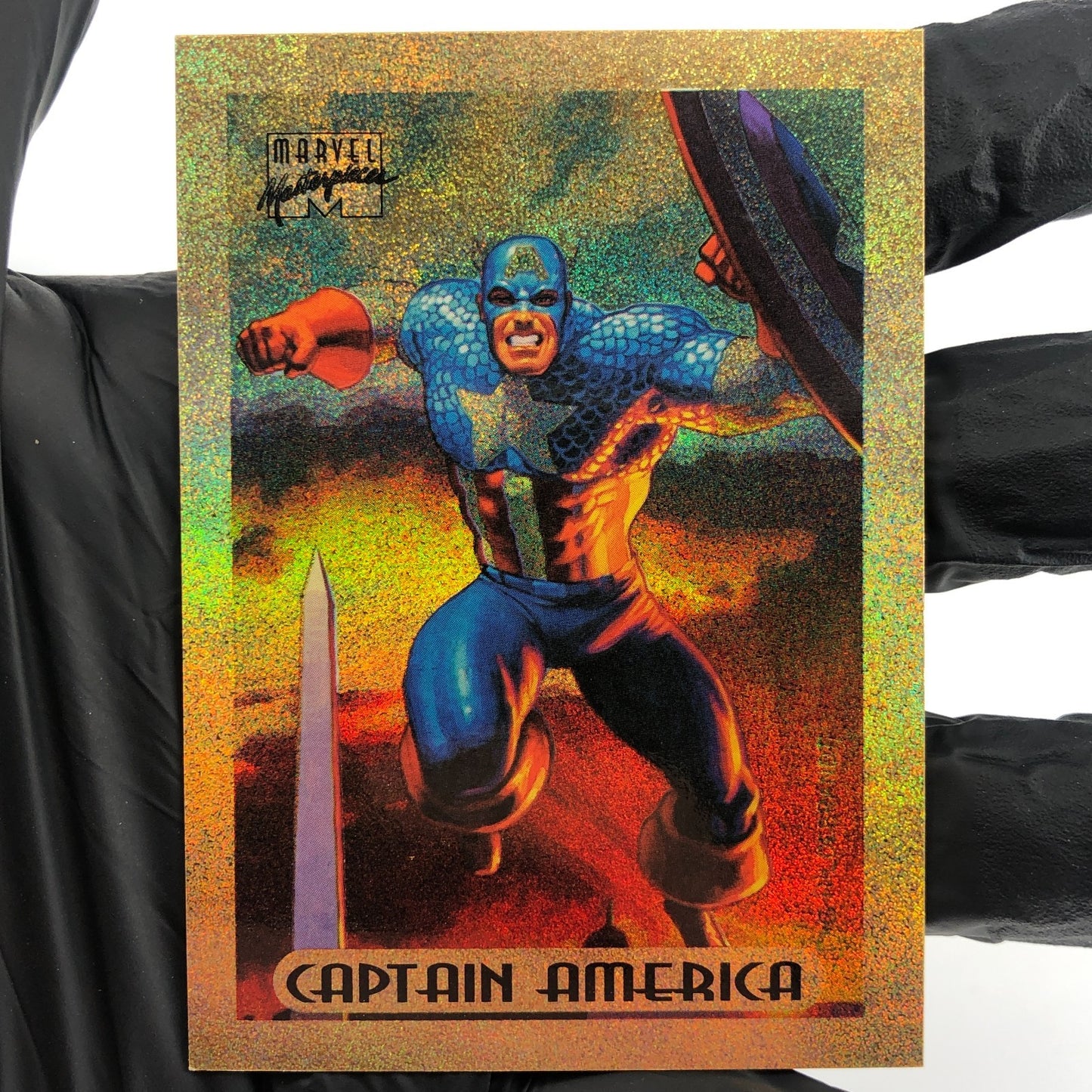 Marvel Card Captain America Gold Foil 1 of 10 Fleer Upper Deck [NM]