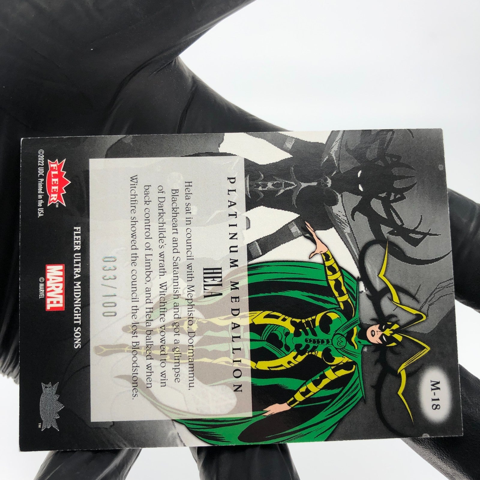 Marvel Card Hela M-18 Platinum /100 Midnight Sons 2022 Fleer Upper Deck [NM]