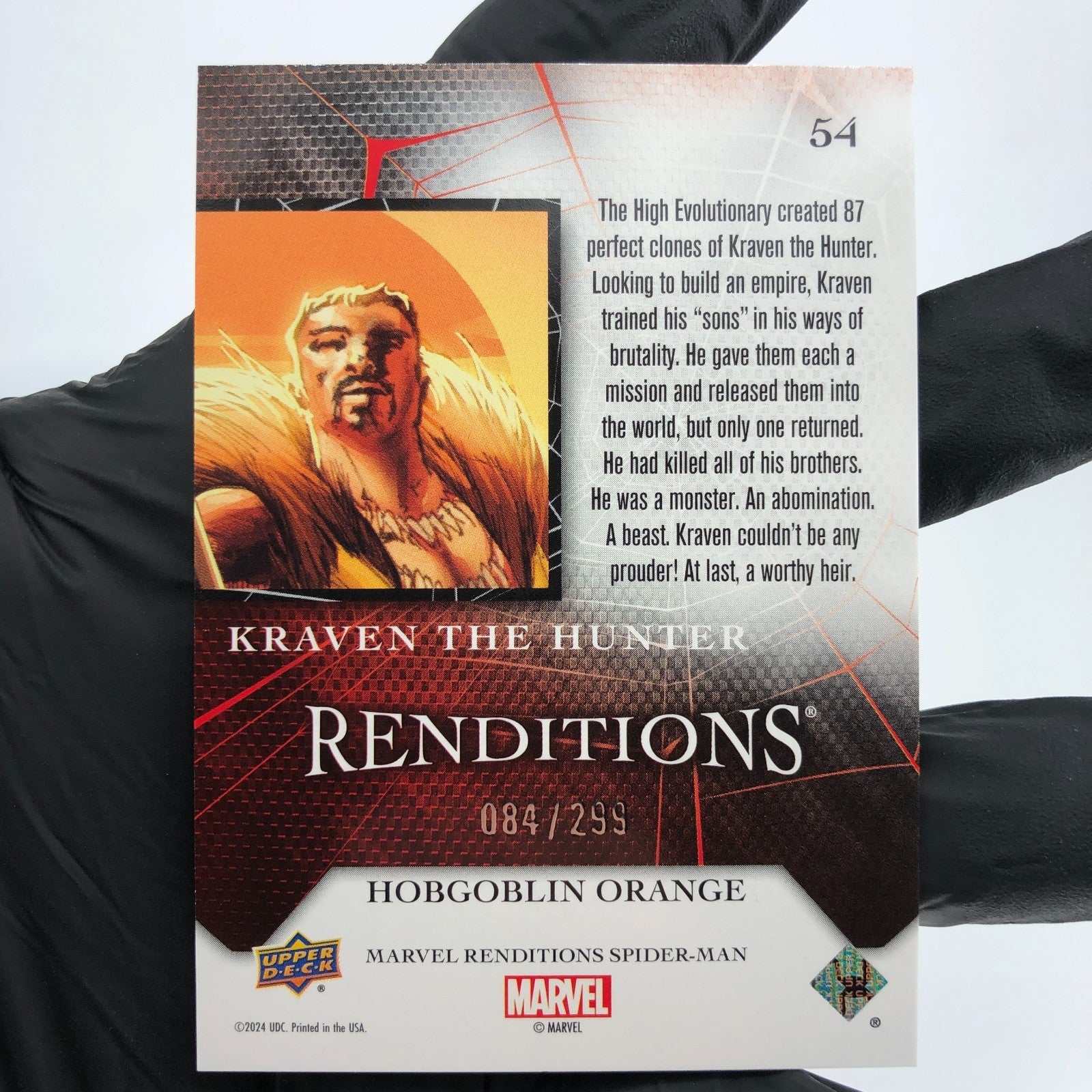 Marvel Card Kraven 54 Orange  /299 Fleer Upper Deck Renditions [NM]