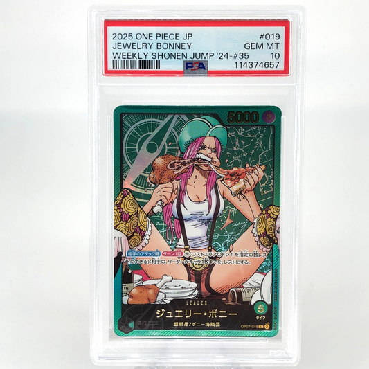 PSA 10 One Piece Card Bonney OP07-019 L Leader Promo Shonen Japanese [10]