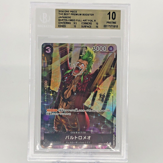 One Piece Card BGS 10 Bartolomeo OP04-089 R Parallel Japanese [10]