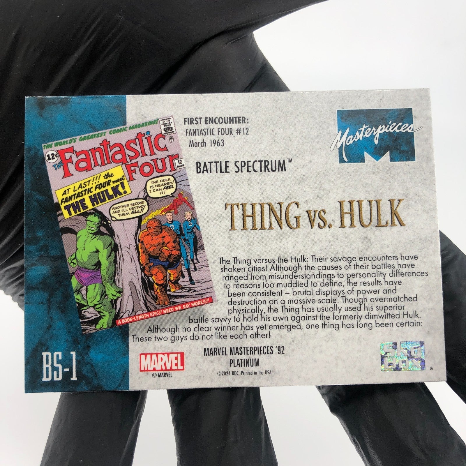 Marvel Card Hulk Vs Thing BS-1 Fleer Upper Deck Masterpieces 92 [NM]