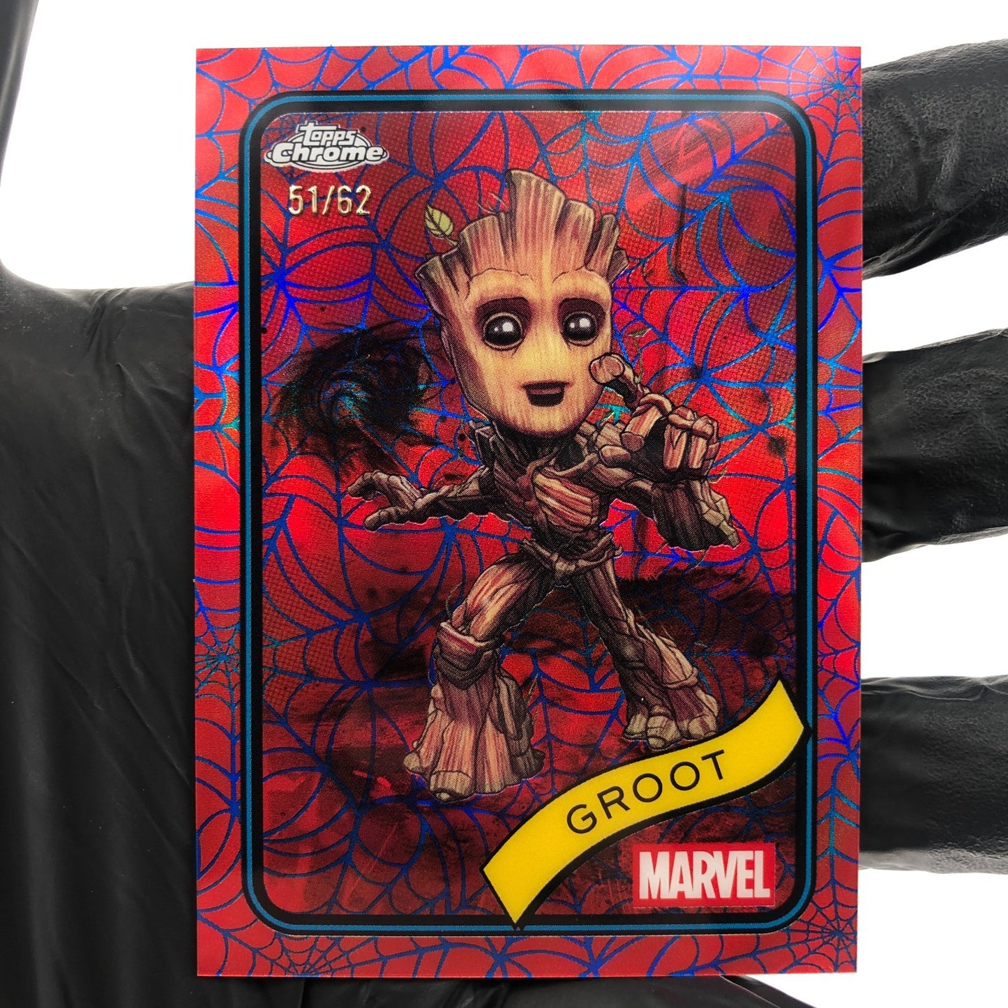 Marvel Card Groot 35 Red Web /62 Refractor Topps Chrome 2025 [Exc.]