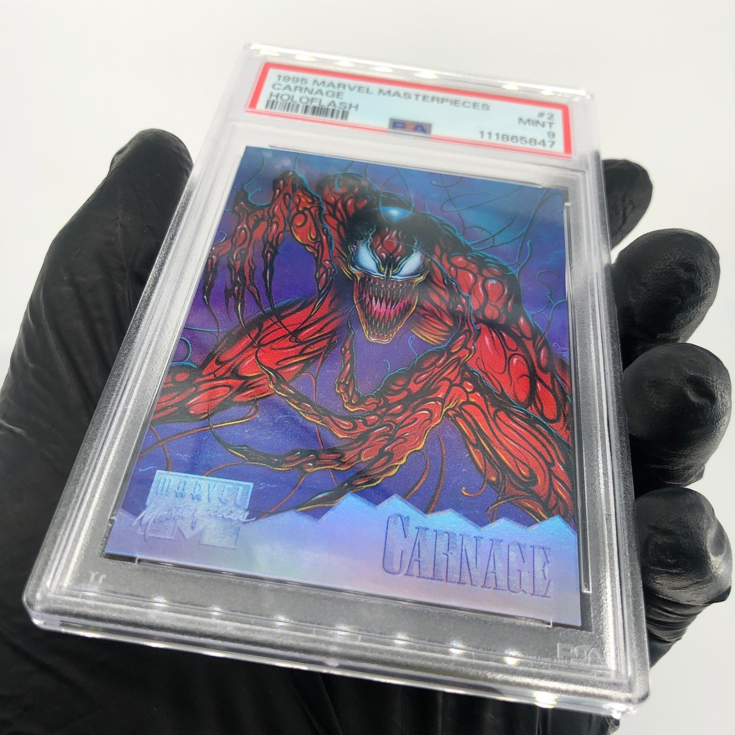 PSA 9 Marvel Card Carnage 2 Holoflash Upper Deck Masterpieces 1995 [9]