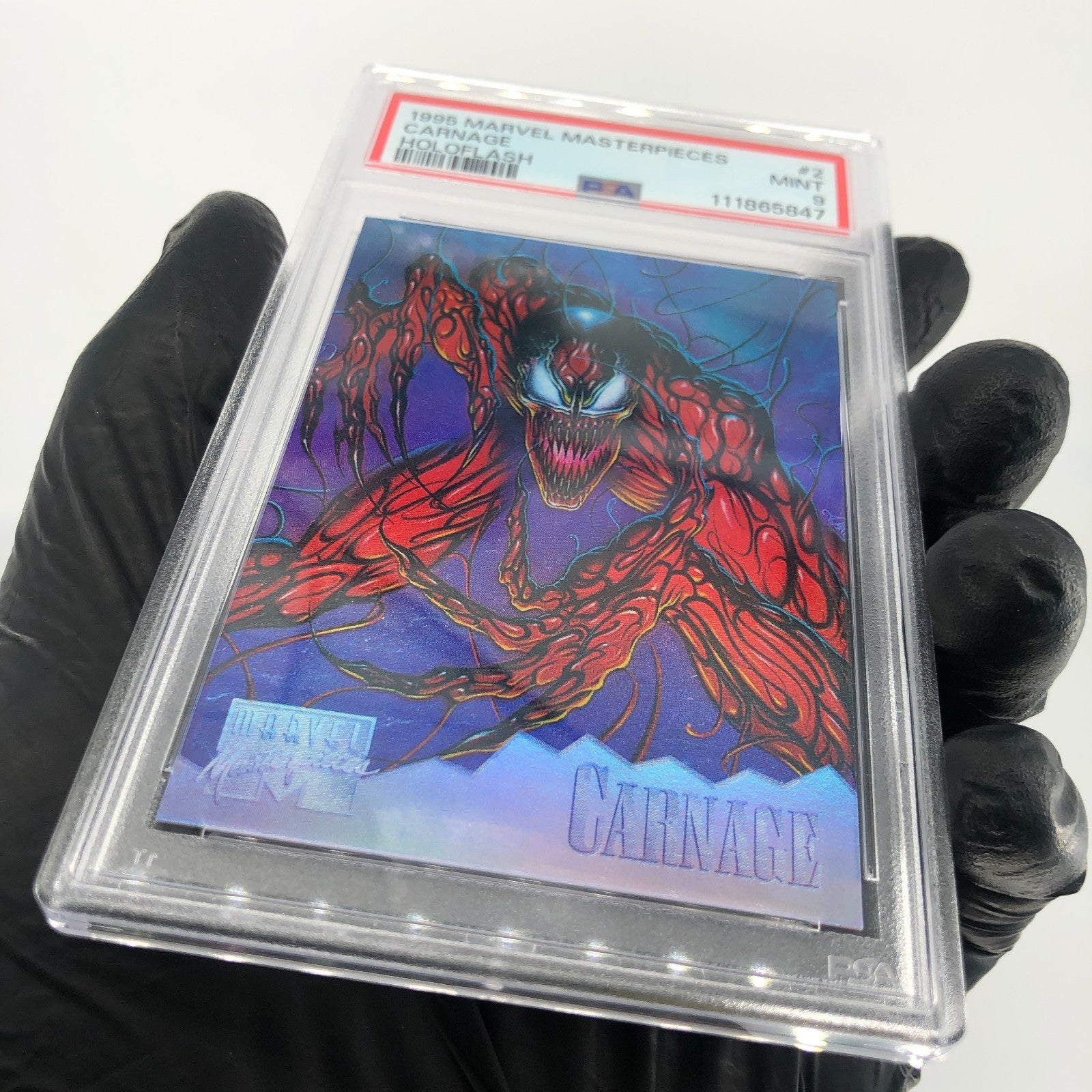 PSA 9 Marvel Card Carnage 2 Holoflash Upper Deck Masterpieces 1995 [9]