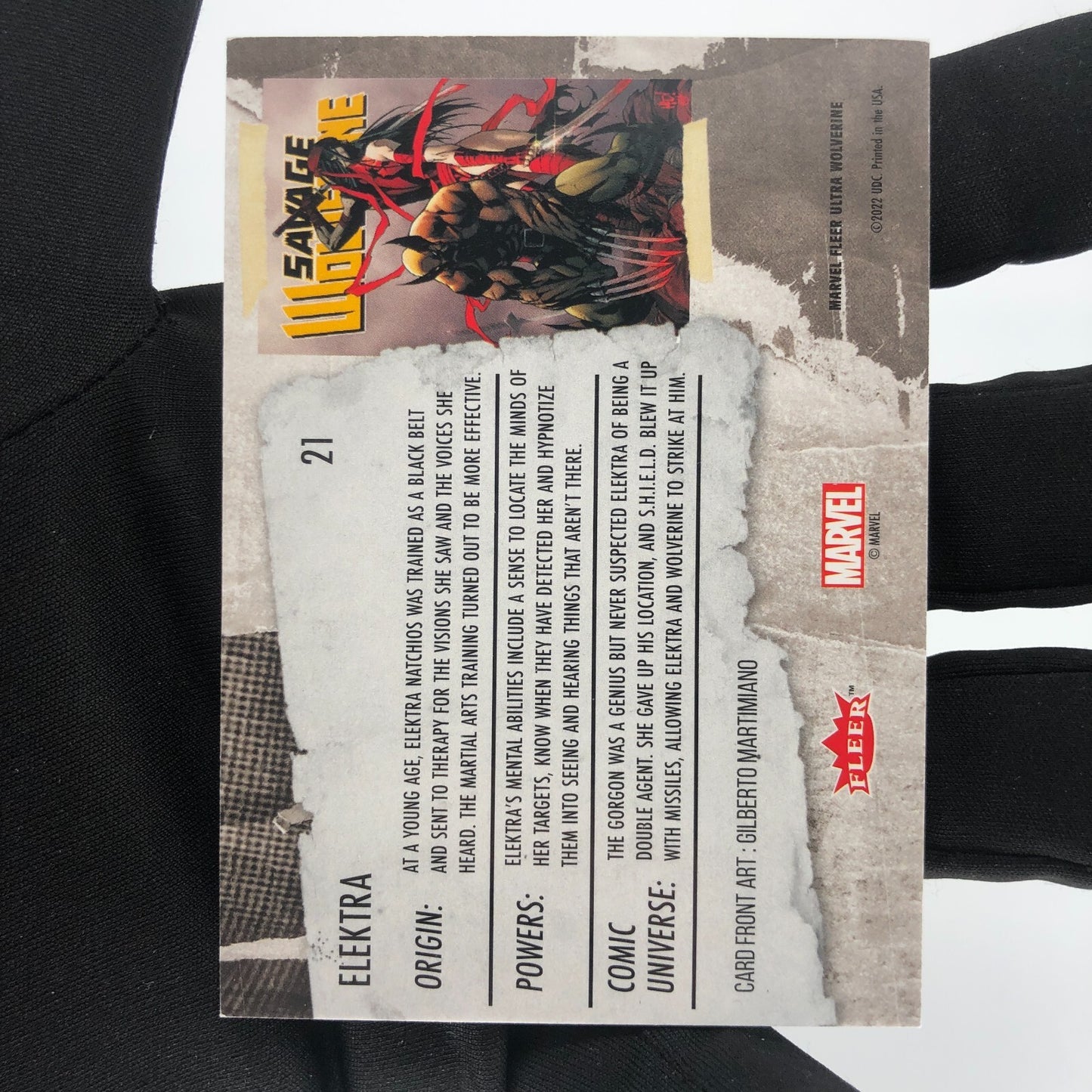 Marvel Card Elektra 21 Green Fleer Upper Wolverine Ultra [A]