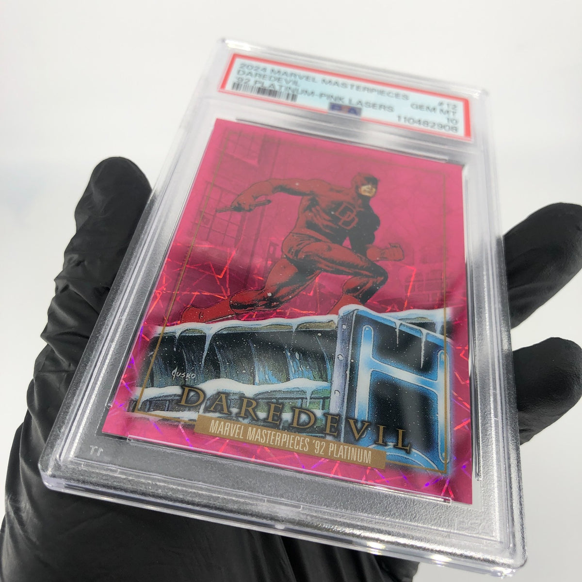 PSA 10 Marvel Card Daredevil 12 Pink Laser /992 Upper Deck Masterpieces [10]