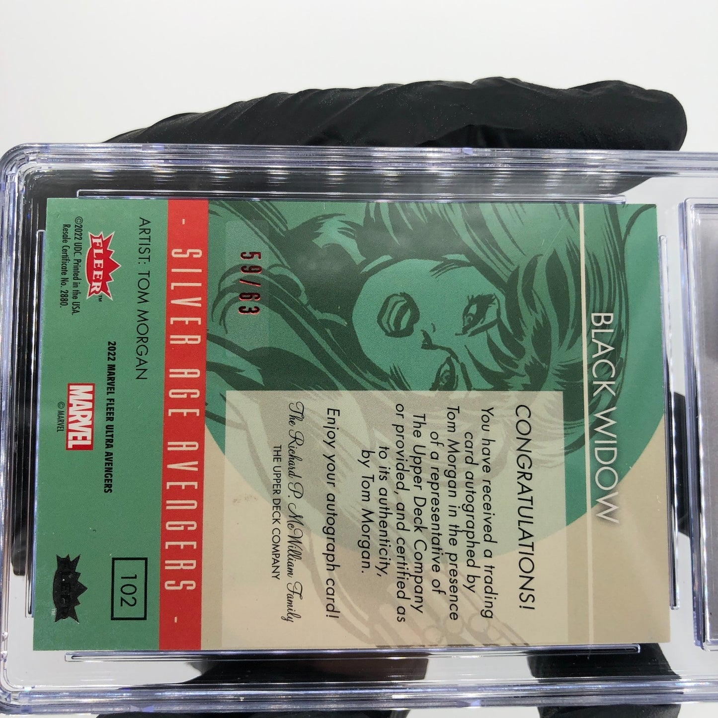 CGC 9.5 Marvel Card Black Widow 102 Signature Tom Morgan /63 Avengers 2022 [9.5]