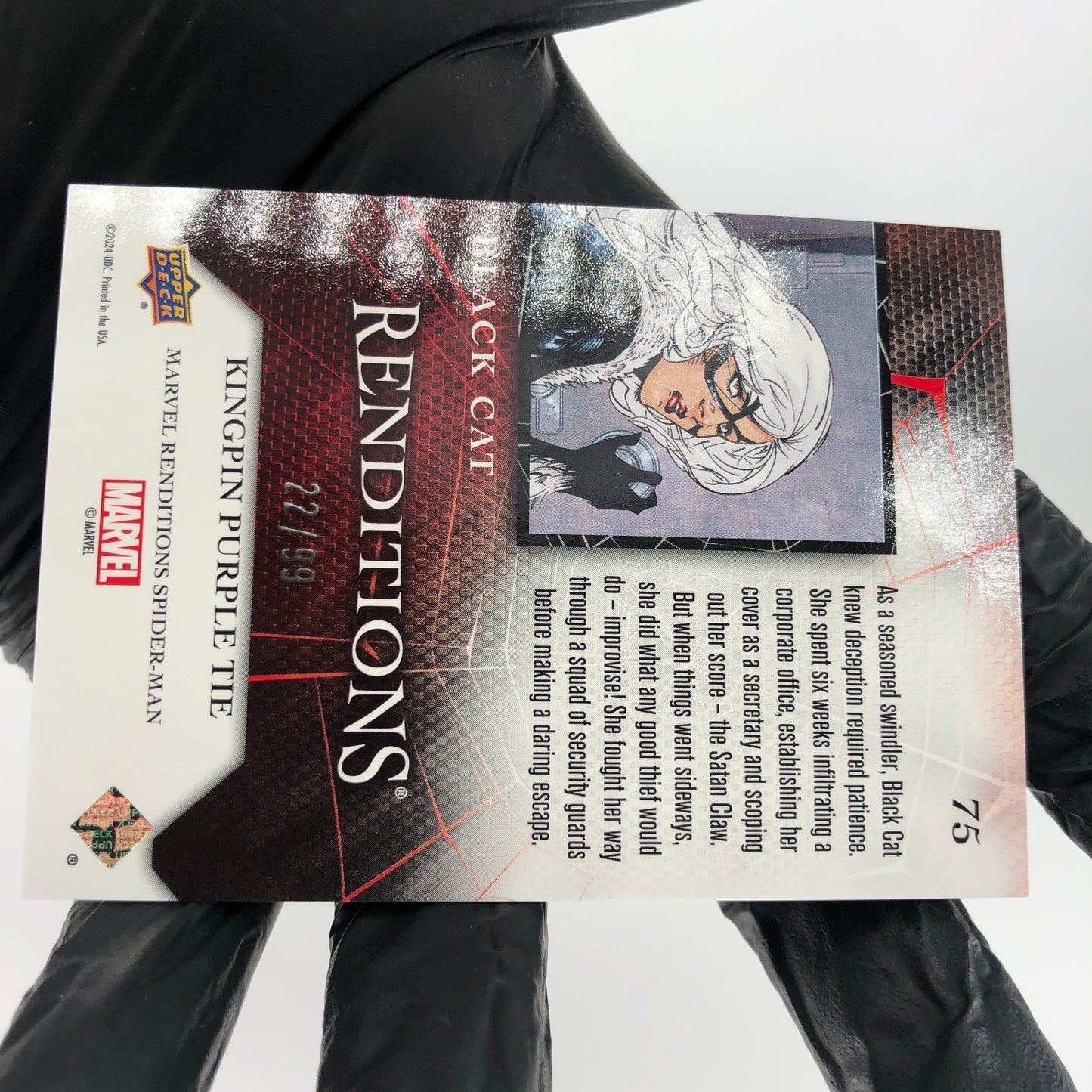 Marvel Card Black Cat 75 Purple Tie /99 Renditions 2024 Upper Deck [NM]