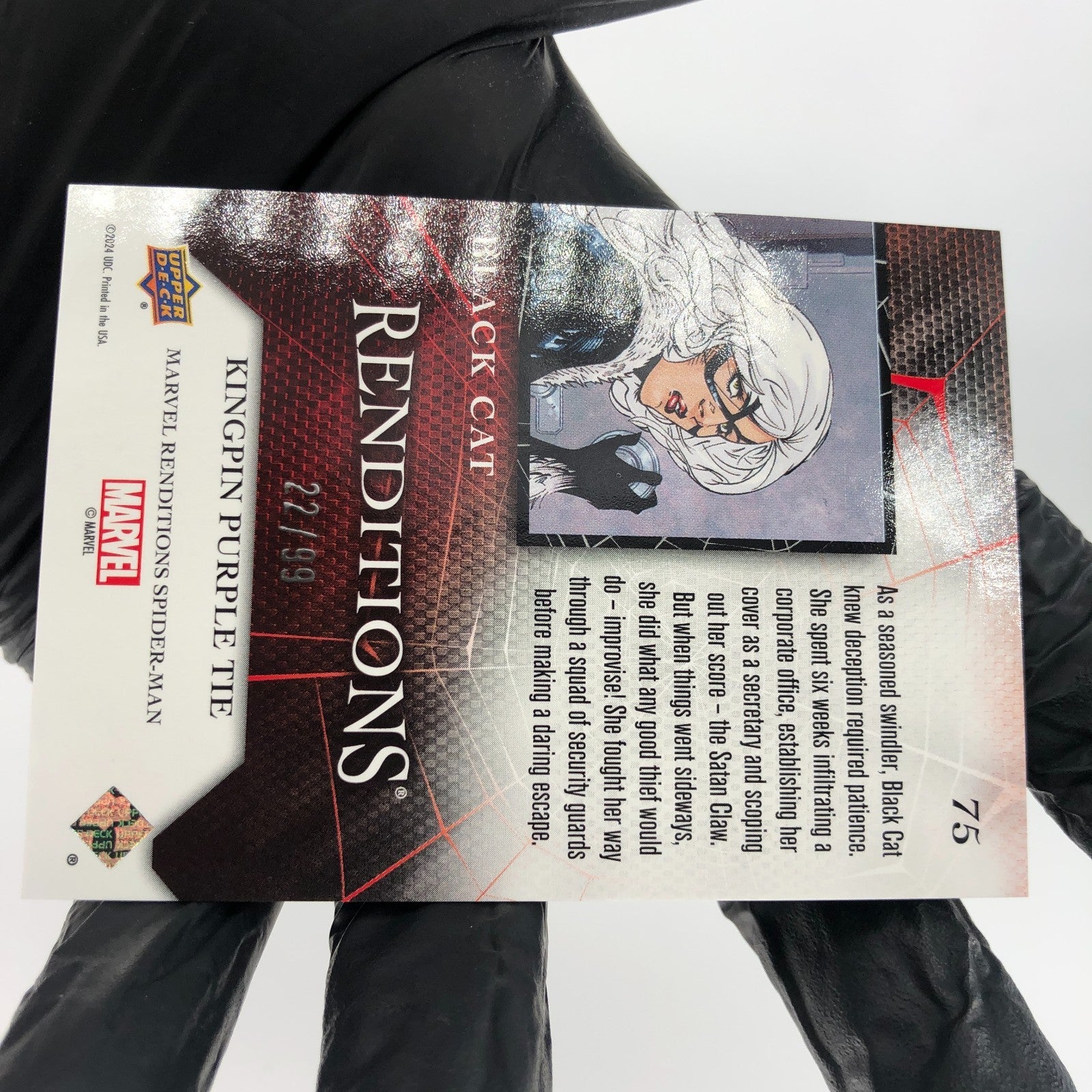 Marvel Card Black Cat 75 Purple Tie /99 Renditions 2024 Upper Deck [NM]