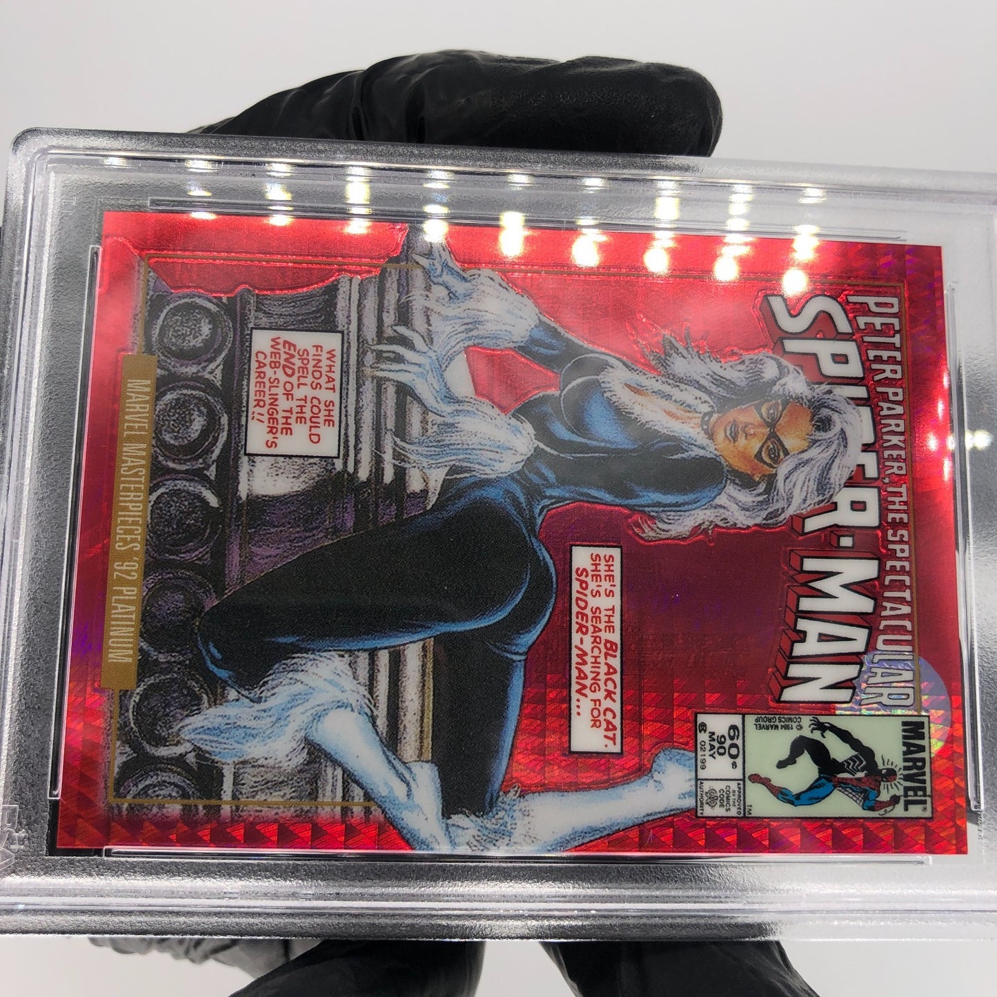 PSA 9 Marvel Card Black Cat 5-V Red Prism /292 Upper Deck Masterpieces [9]