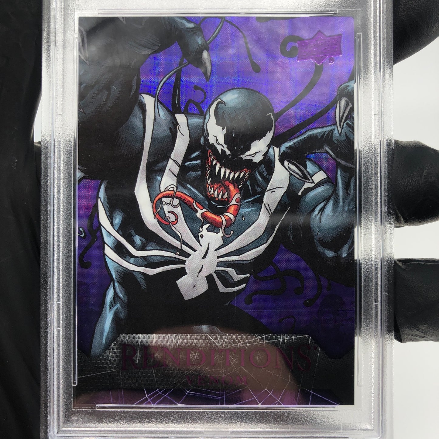 PSA 8 Marvel Card Venom 40 Kingpin Purple /99 Fleer Upper Deck Renditions [8]