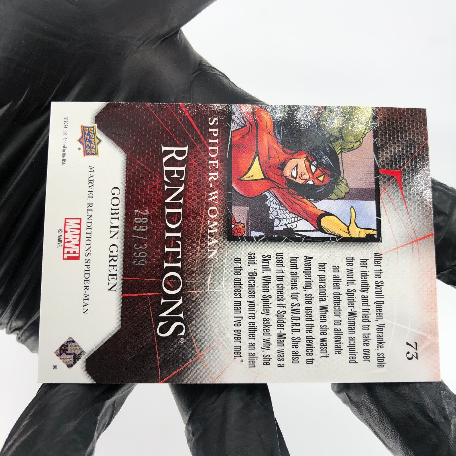 Marvel Card Spider-Woman 73 Green  /399 Fleer Upper Deck Renditions [NM]