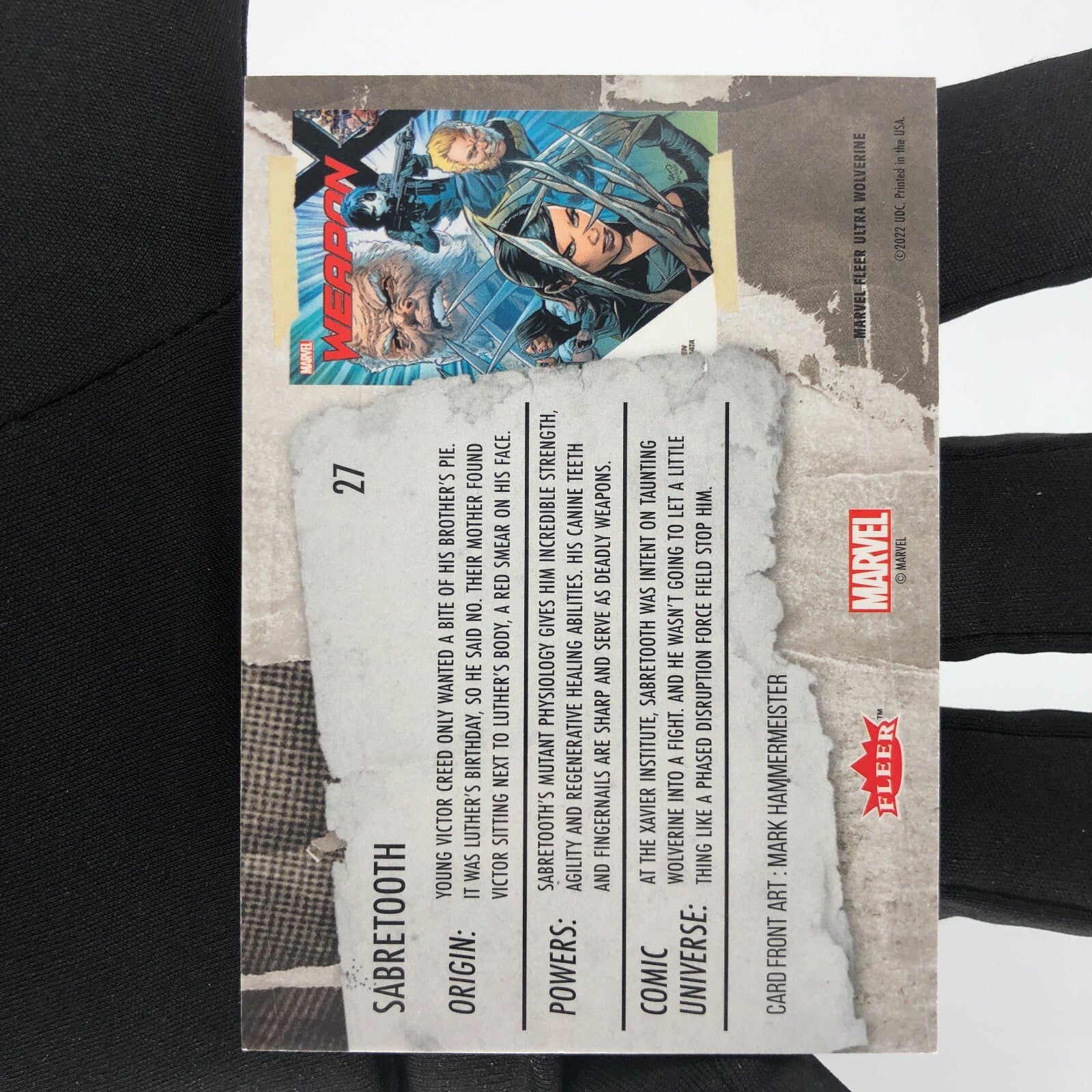 Marvel Card Sabretooth 27 Base Upper Wolverine Ultra [A]