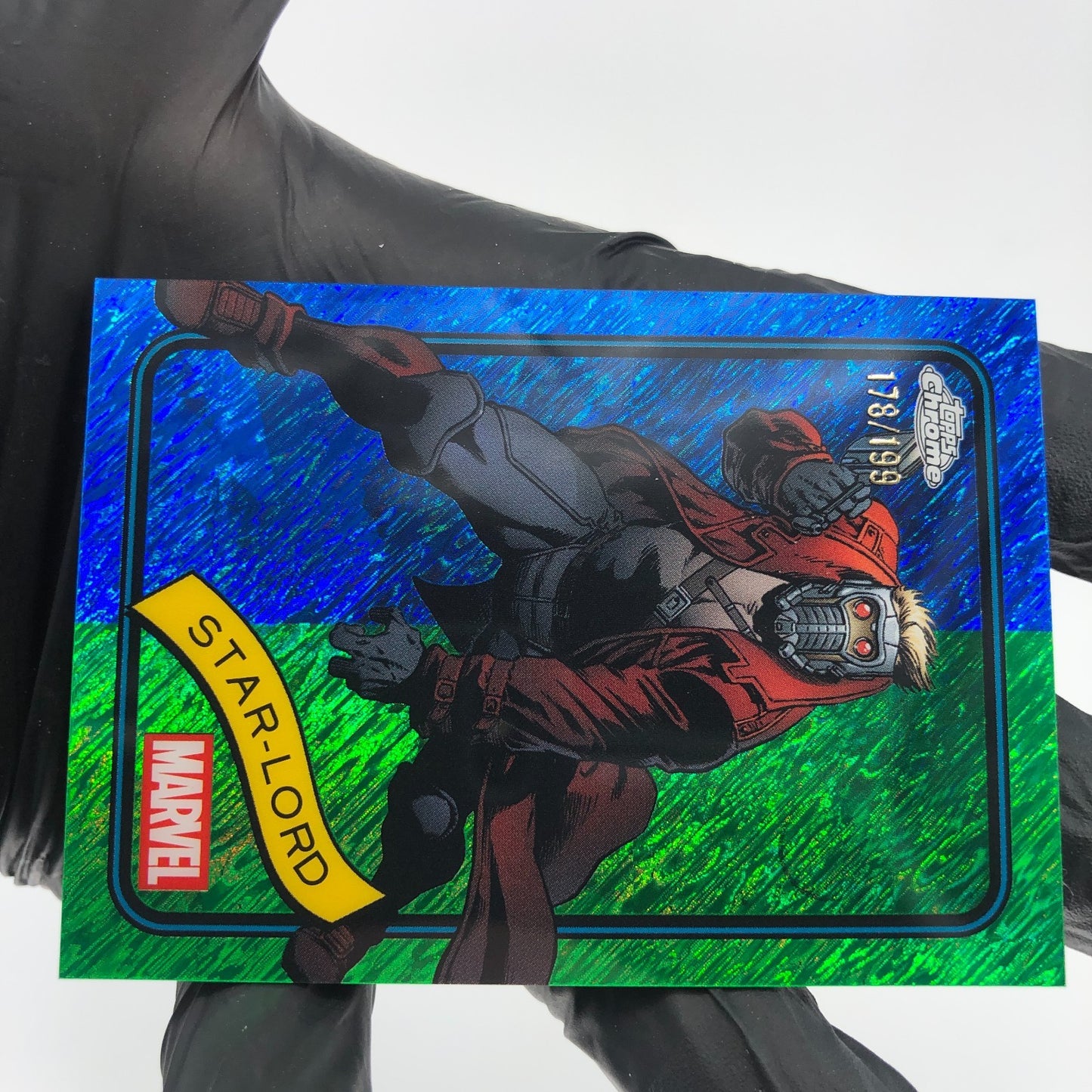 Marvel Card Star Lord 104 Blue Green Shimmer /199 Topps Chrome 2025 [NM]