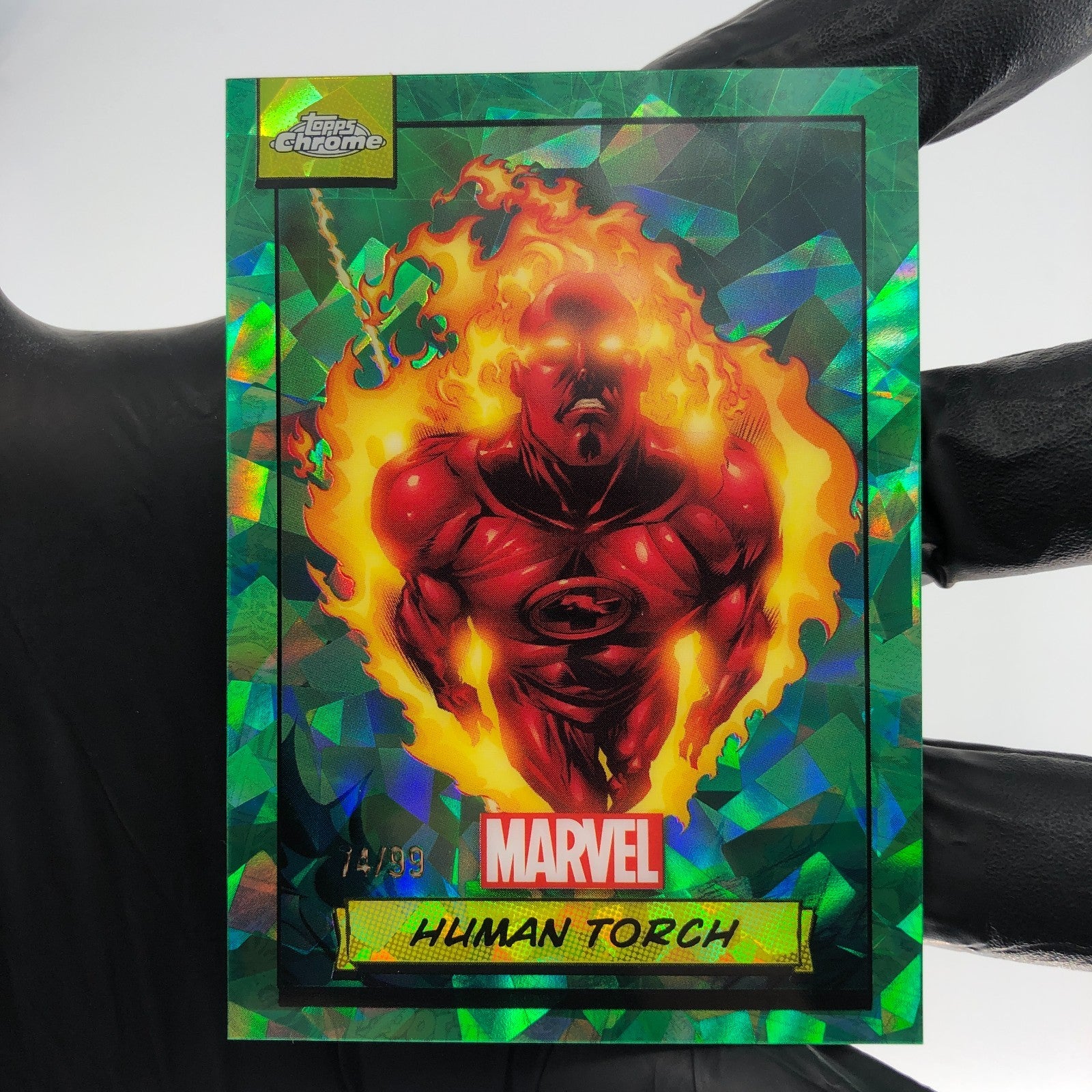 Marvel Card Human Torch 24 Green /99 Refractor Topps Sapphire 2024 [NM]