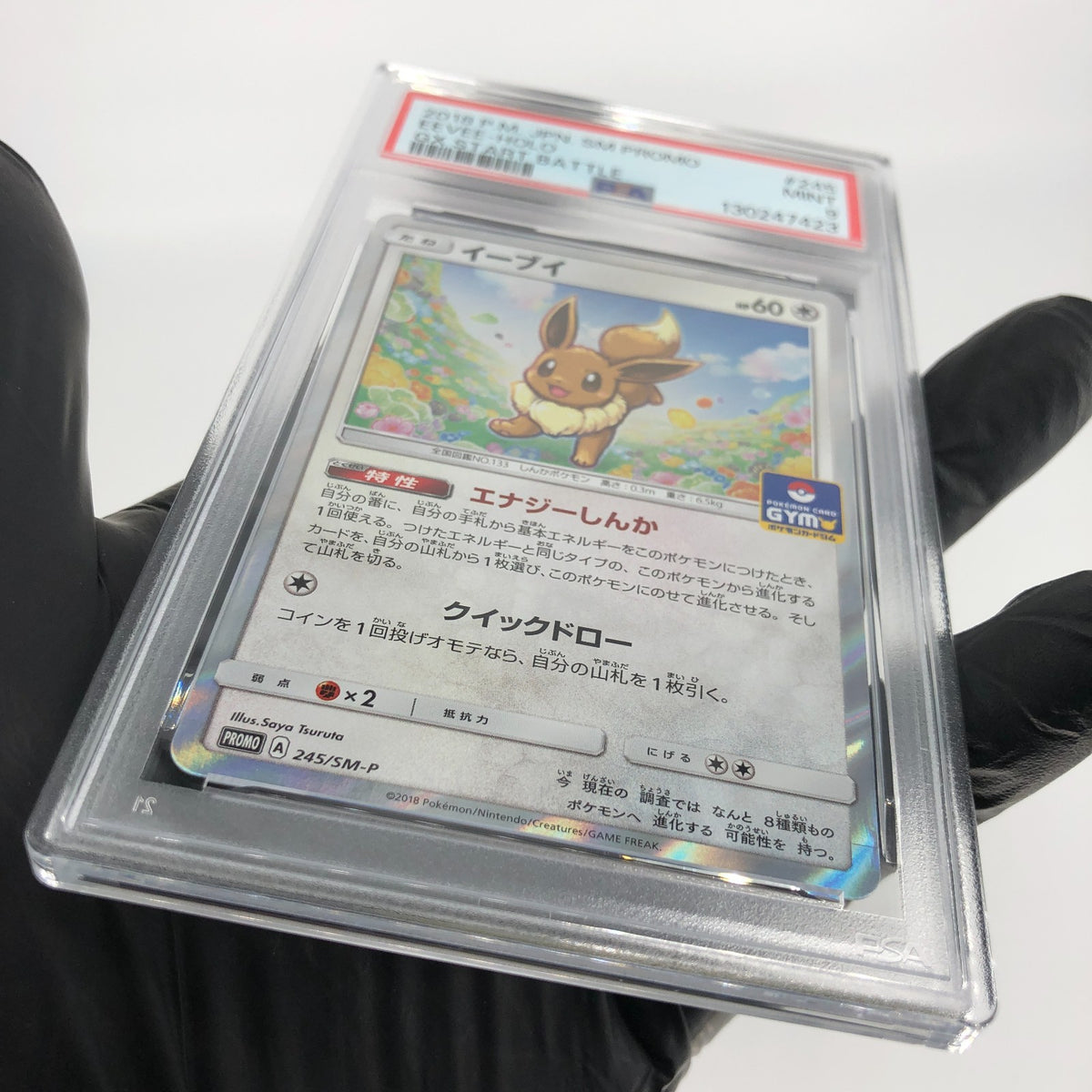 PSA 9 Pokemon Card Eevee 245/SM-P Promo Gym Holo Japanese Karte [9]