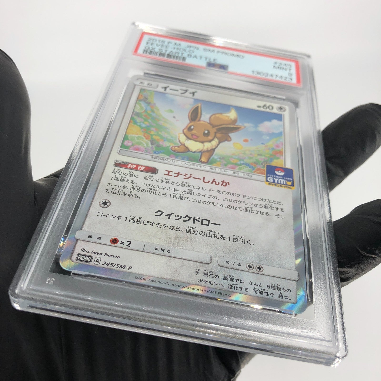 PSA 9 Pokemon Card Eevee 245/SM-P Promo Gym Holo Japanese Karte [9]