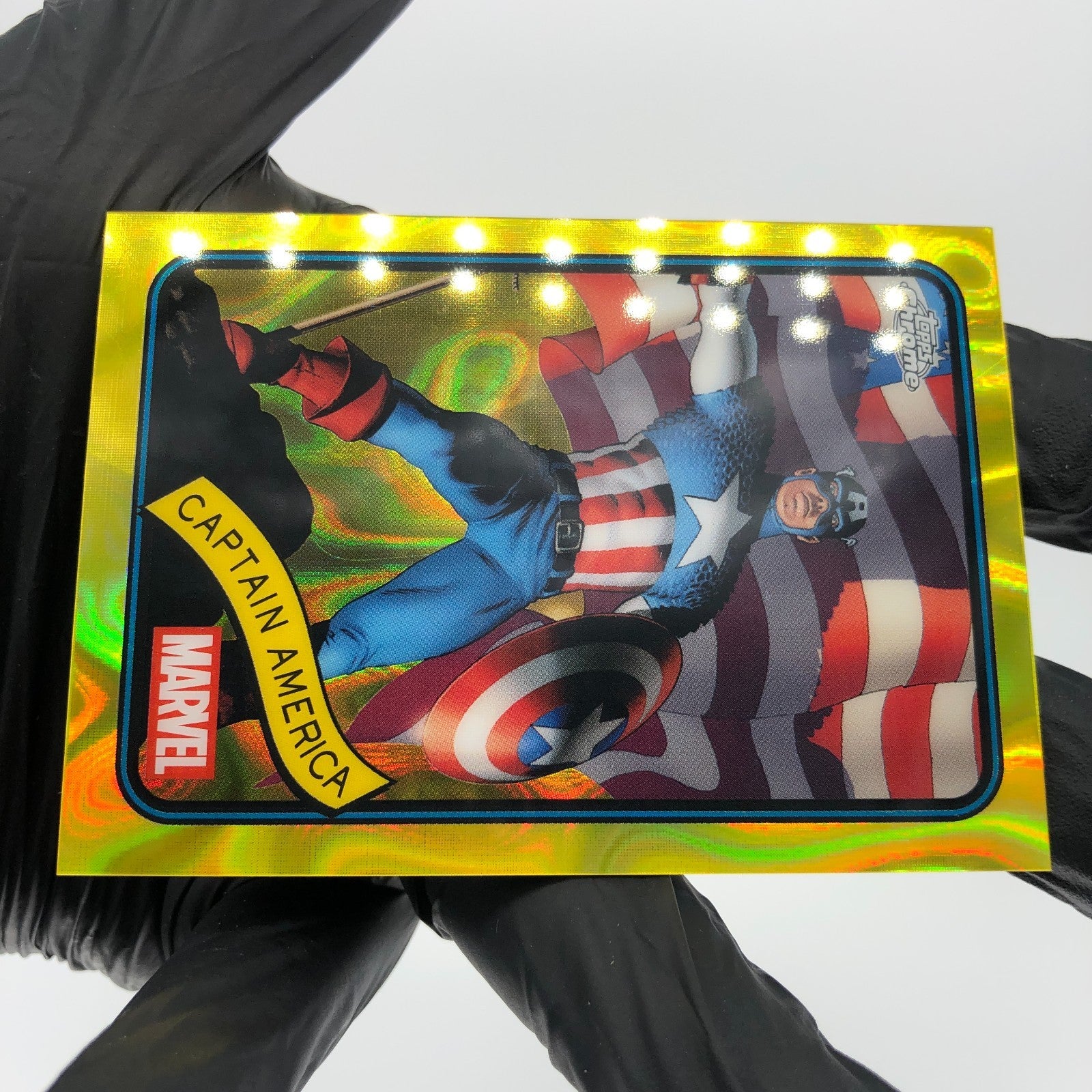 Marvel Card Captain America 185 Yellow Lava Refractor Topps Chrome 2025 [NM]