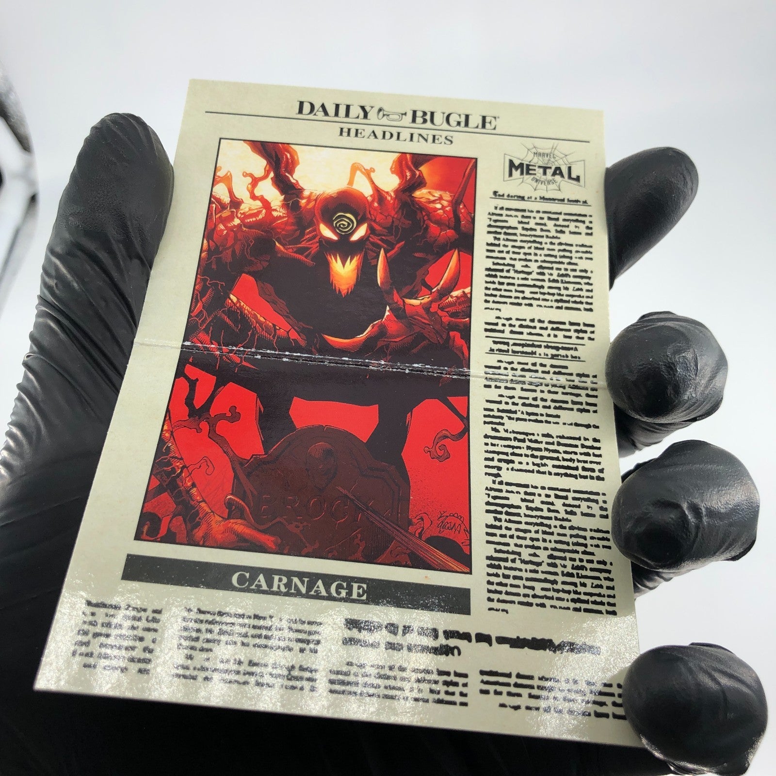 Marvel Card Carnage DB-3 Daily Bugle Fleer Upper Deck Metal Universe [NM]
