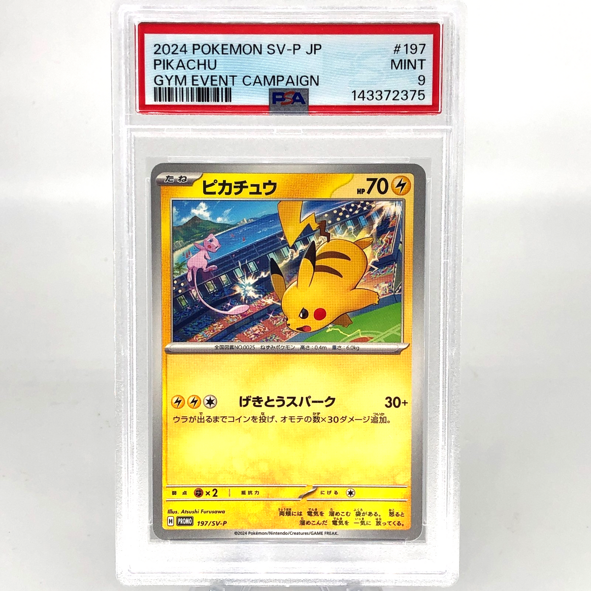 PSA 9 Pokemon Card Pikachu 197/SV-P Gym Event Promo Japanese Karte [9] 5