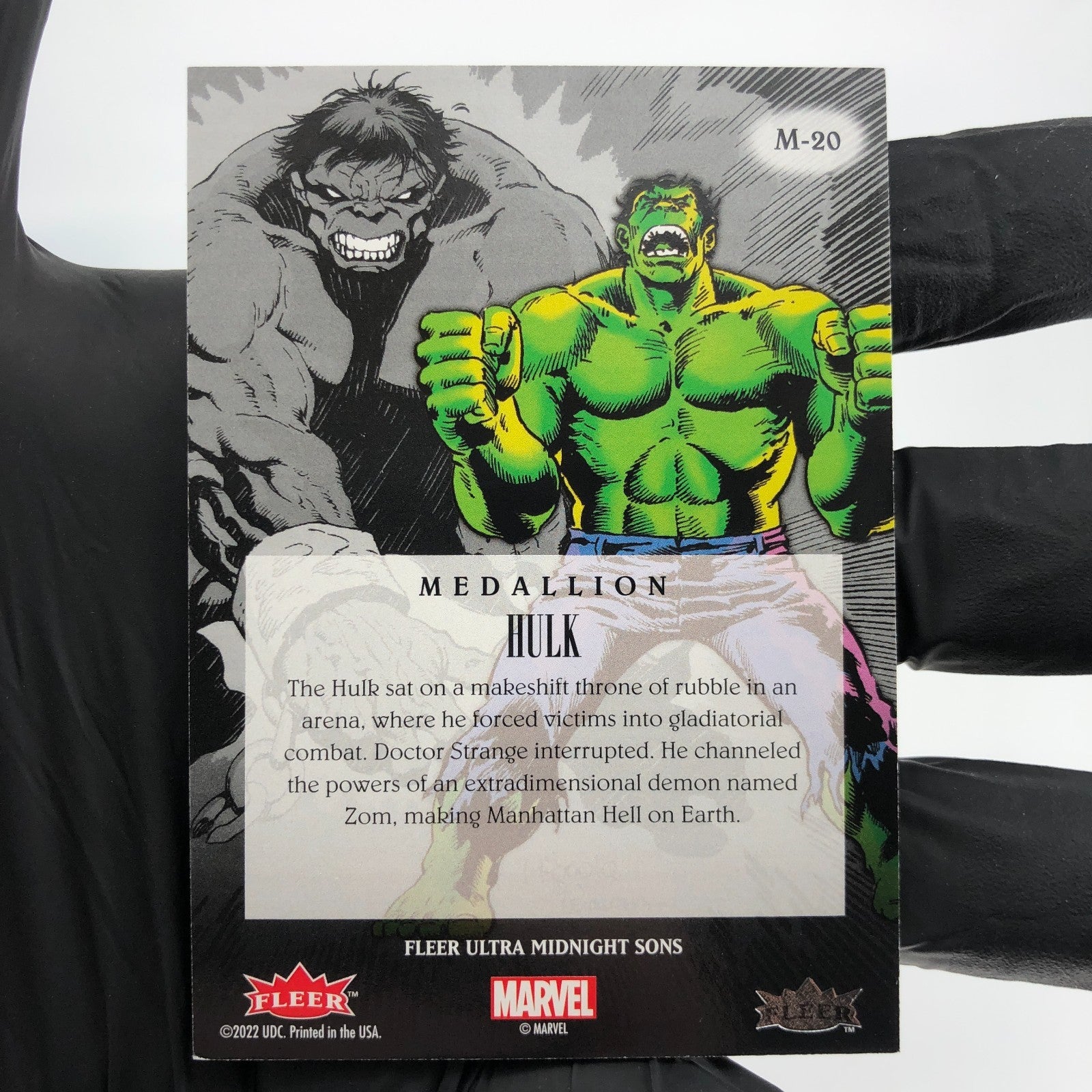 Marvel Card Hulk M-20 Medallion Fleer Upper Deck Midnight Sons Ultra [NM]
