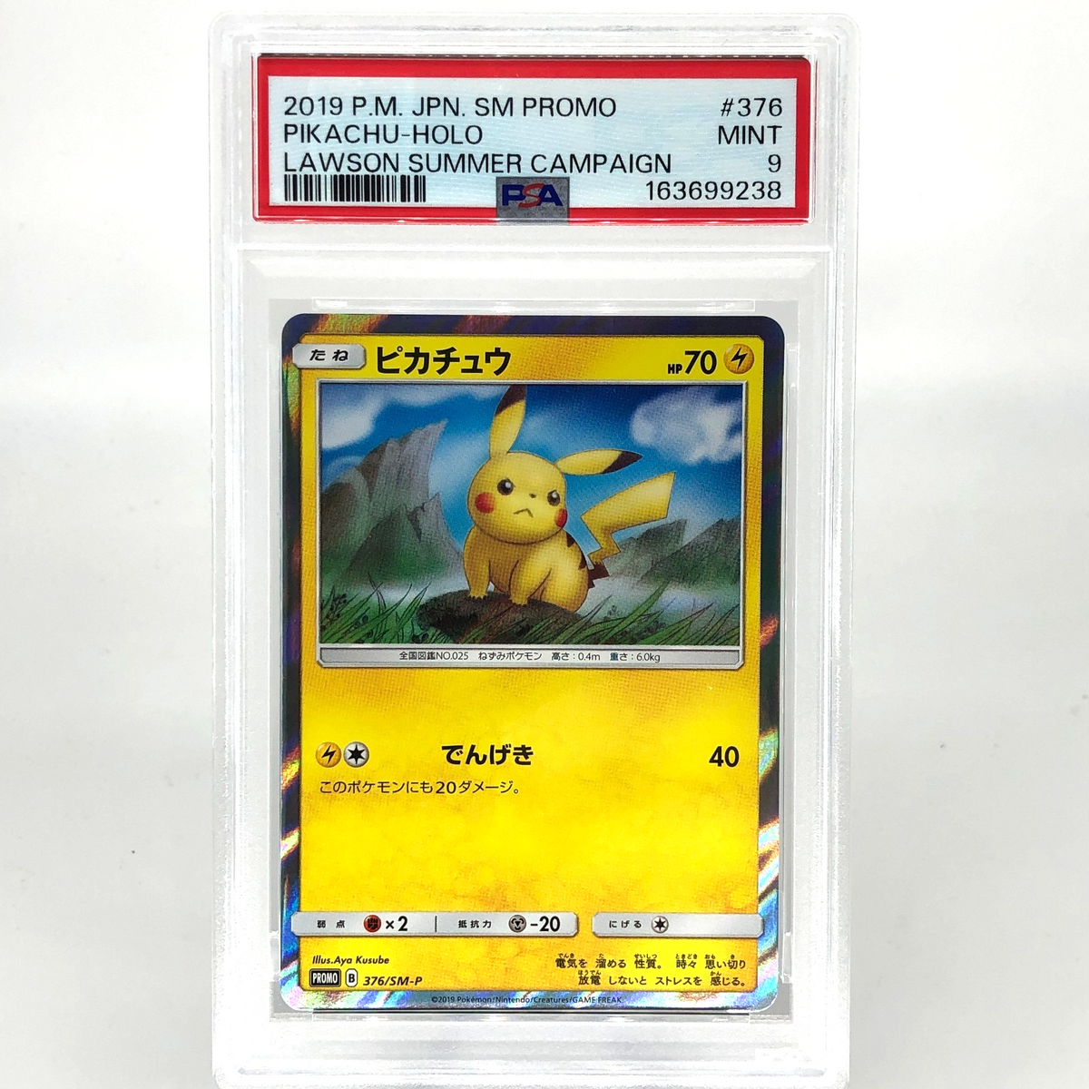 PSA 9 Pokemon Card Pikachu 376/SM-P Holo Promo 2019 Japanese Karte [9]