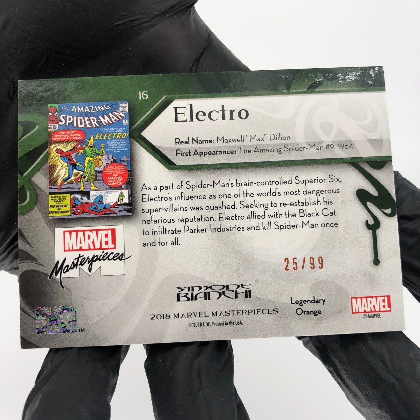 Marvel Card Elektro 16 Orange /99 Fleer Upper Deck Masterpieces 2018 [NM]