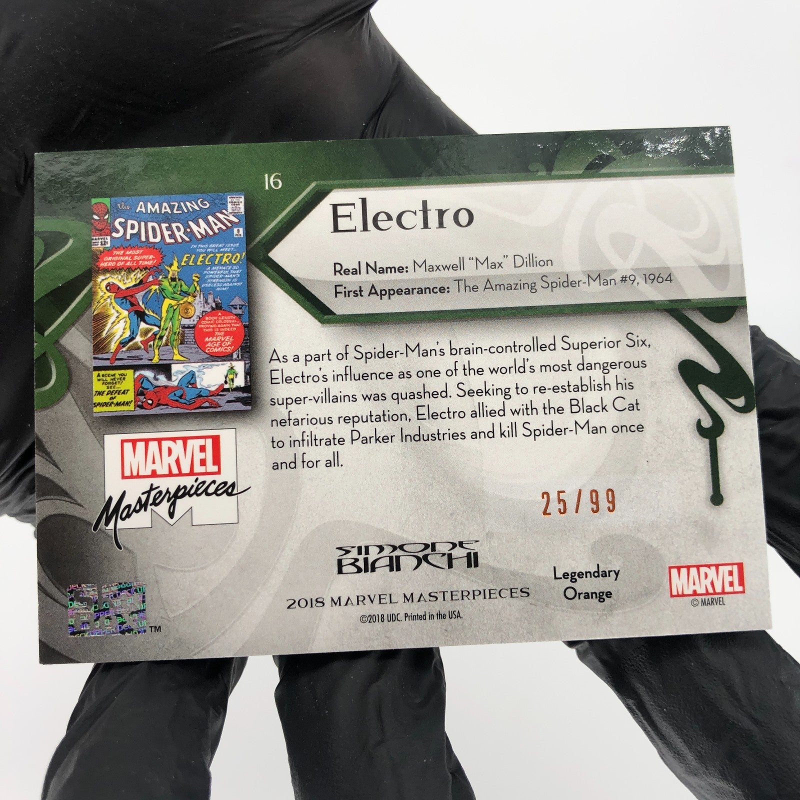 Marvel Card Elektro 16 Orange /99 Fleer Upper Deck Masterpieces 2018 [NM]